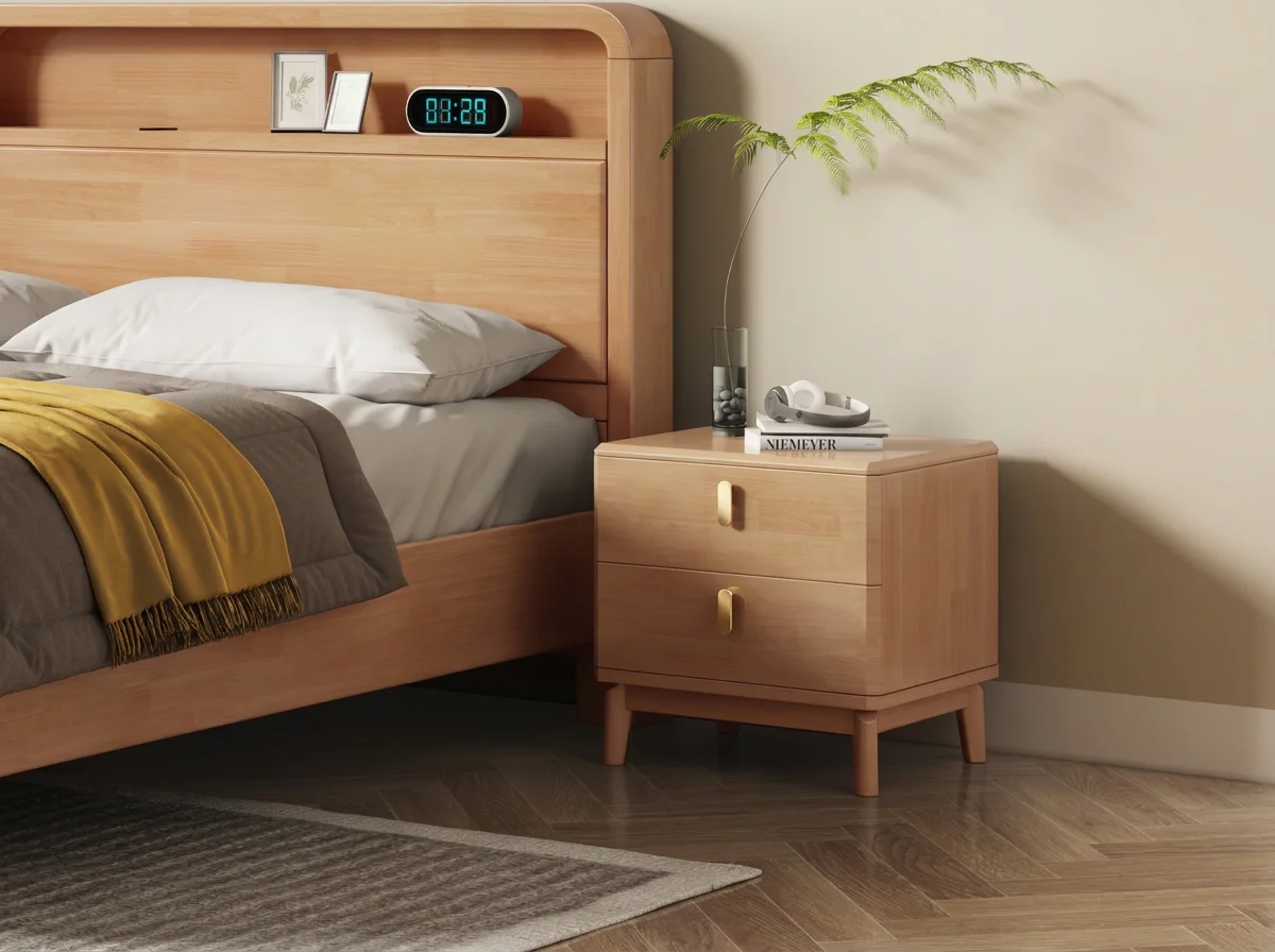 solid oak nightstand