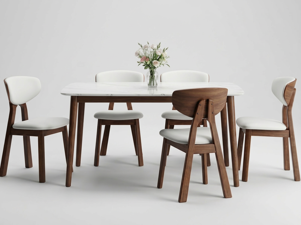 Kumo 55" Walnut Sintered Stone Dining Set