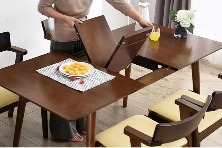 Extendable Walnut Solid Wood Dining Table