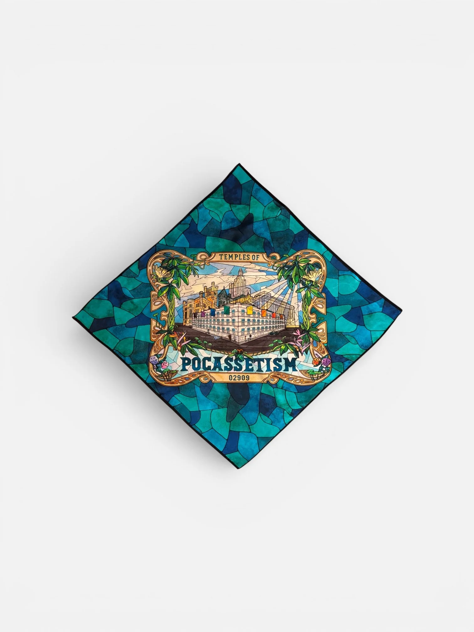 Temples of Pocassetism Stained Glass Silk Scarf