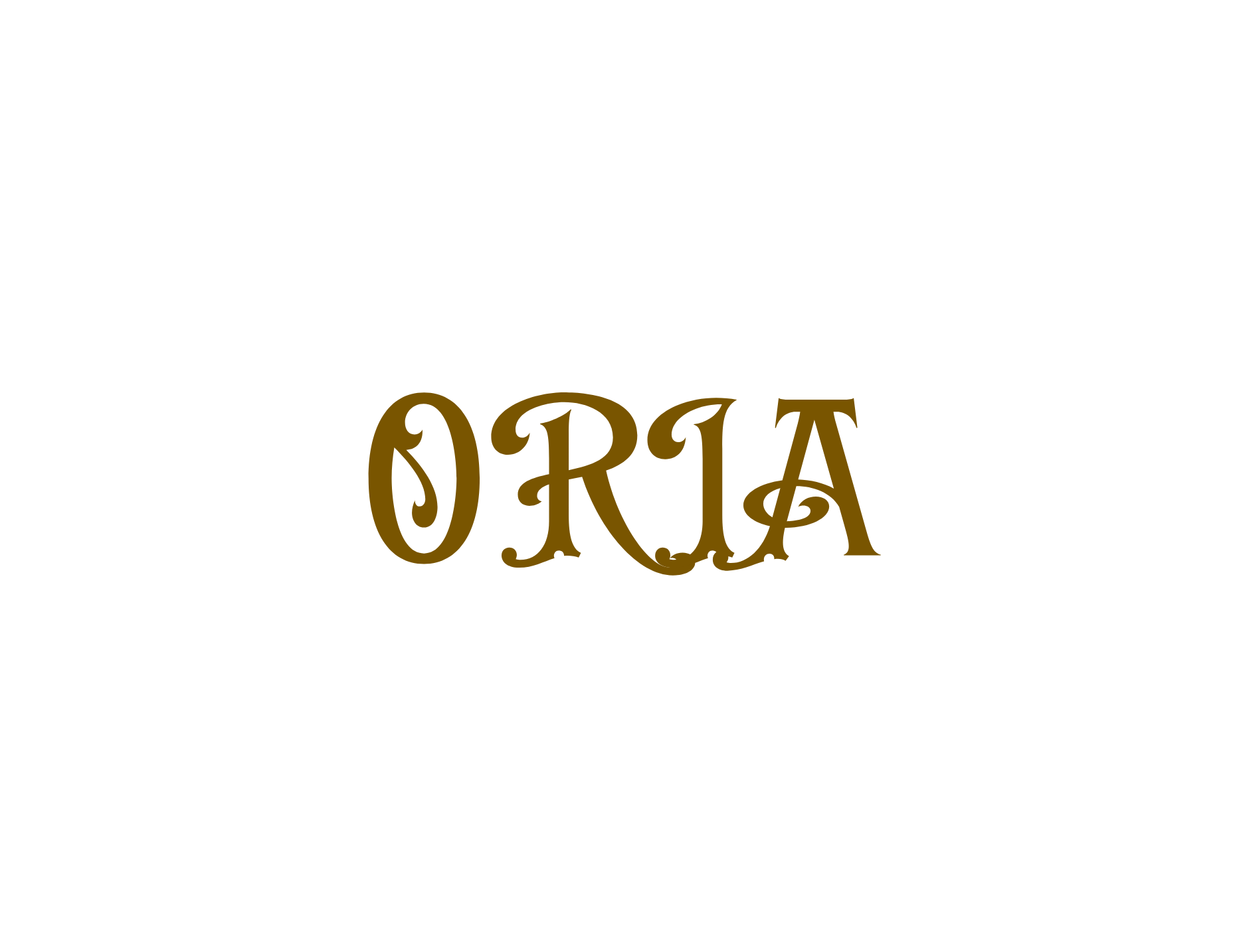 Stylized ORIA wordmark in gold lettering.