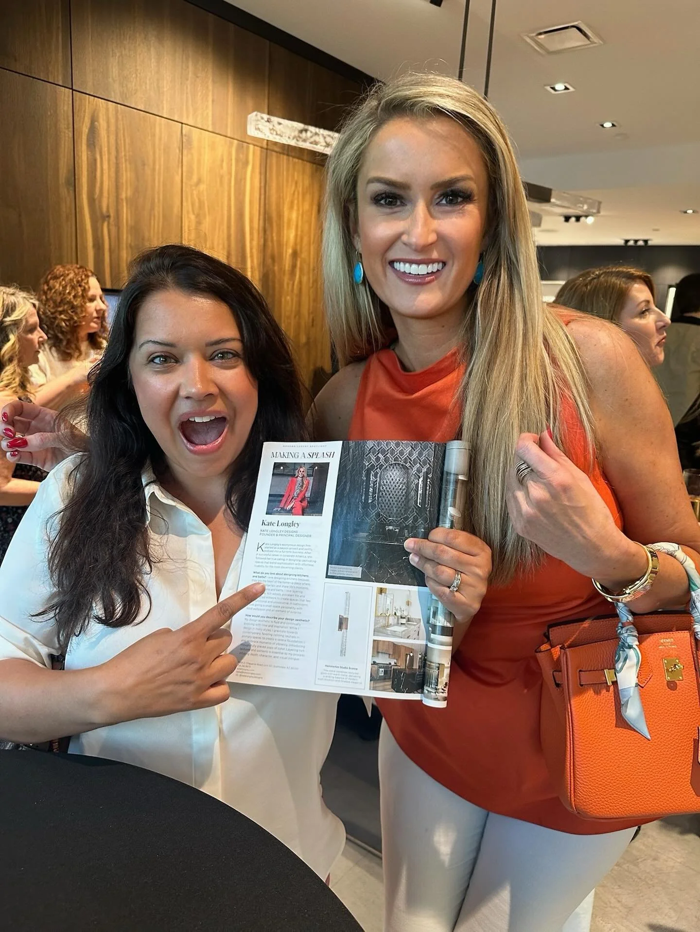 Evelyn Jung from Mark Candelaria Designs and I having some fun at the Modern Luxury Interiors September issue party. That&rsquo;s me in the magazine 😉.