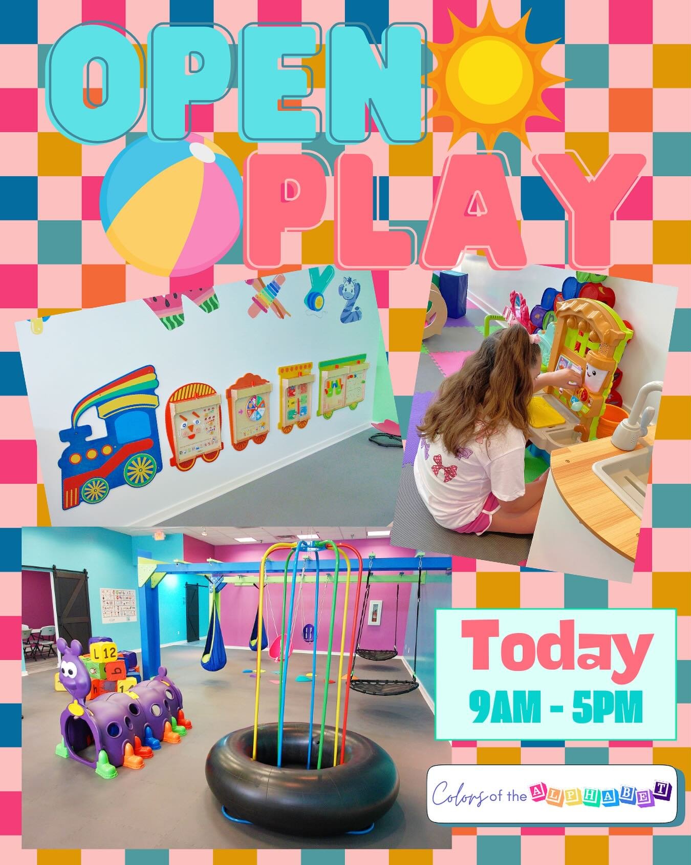 Open Play today! 🛝🫧🦖🪐🌈🔠🥳✨

Join us today from 9AM&ndash;5PM for a full day of fun at Colors of the Alphabet!

🔗 https://www.colorsofthealphabet.com/shop-rPlcD/p/play-pass
