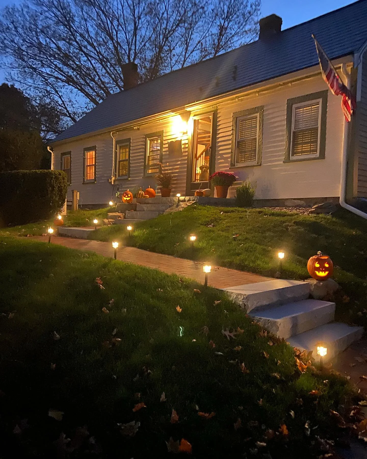 As we all know how important curb appeal is. The walkway we just installed. The owners put some Halloween spice to it! Looks amazing!! #happyhalloween #newwalkway #walkway #hardscape