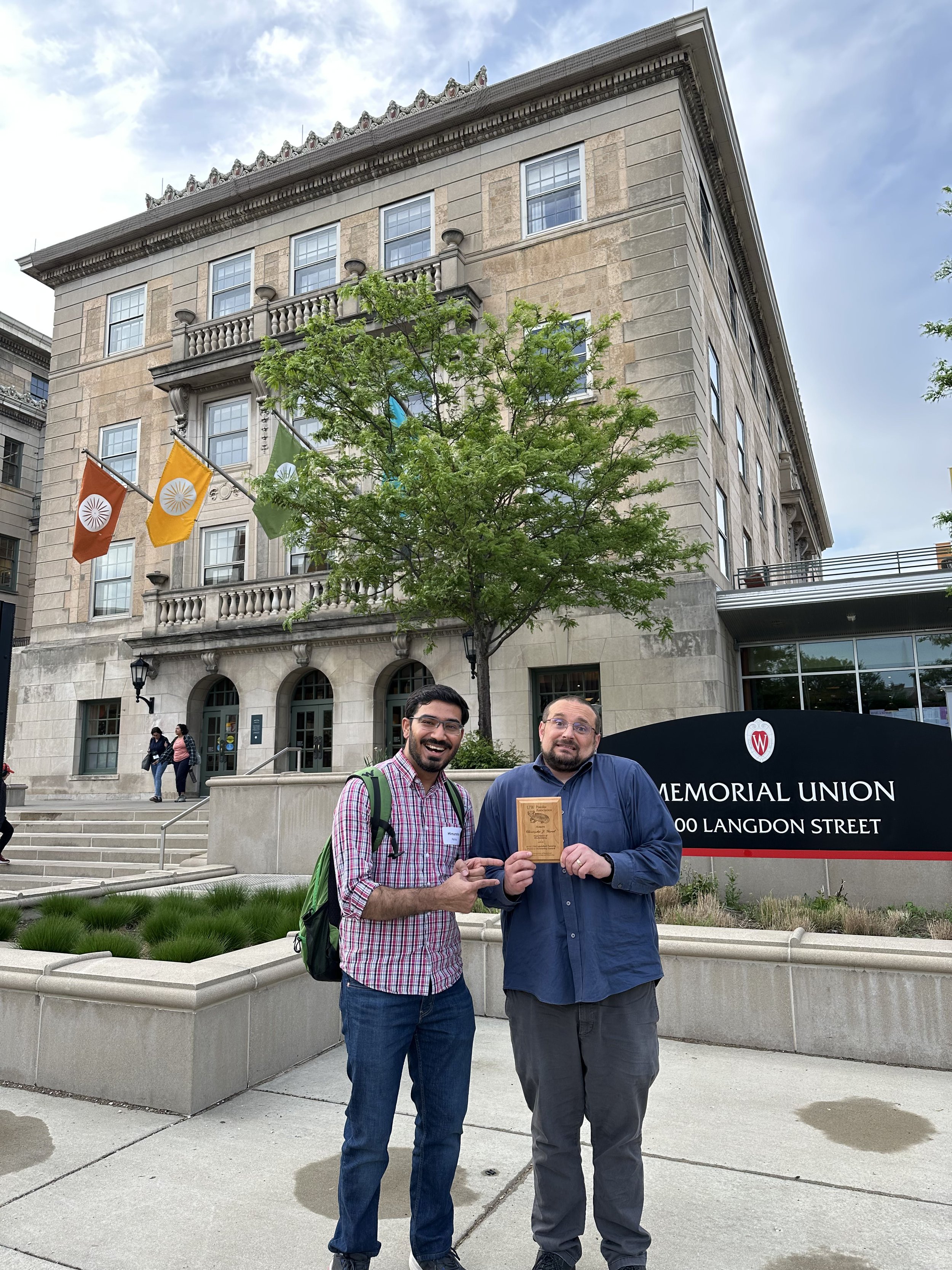 Chris G. and Himanshu at a postdoctoral mentorship award ceremony.