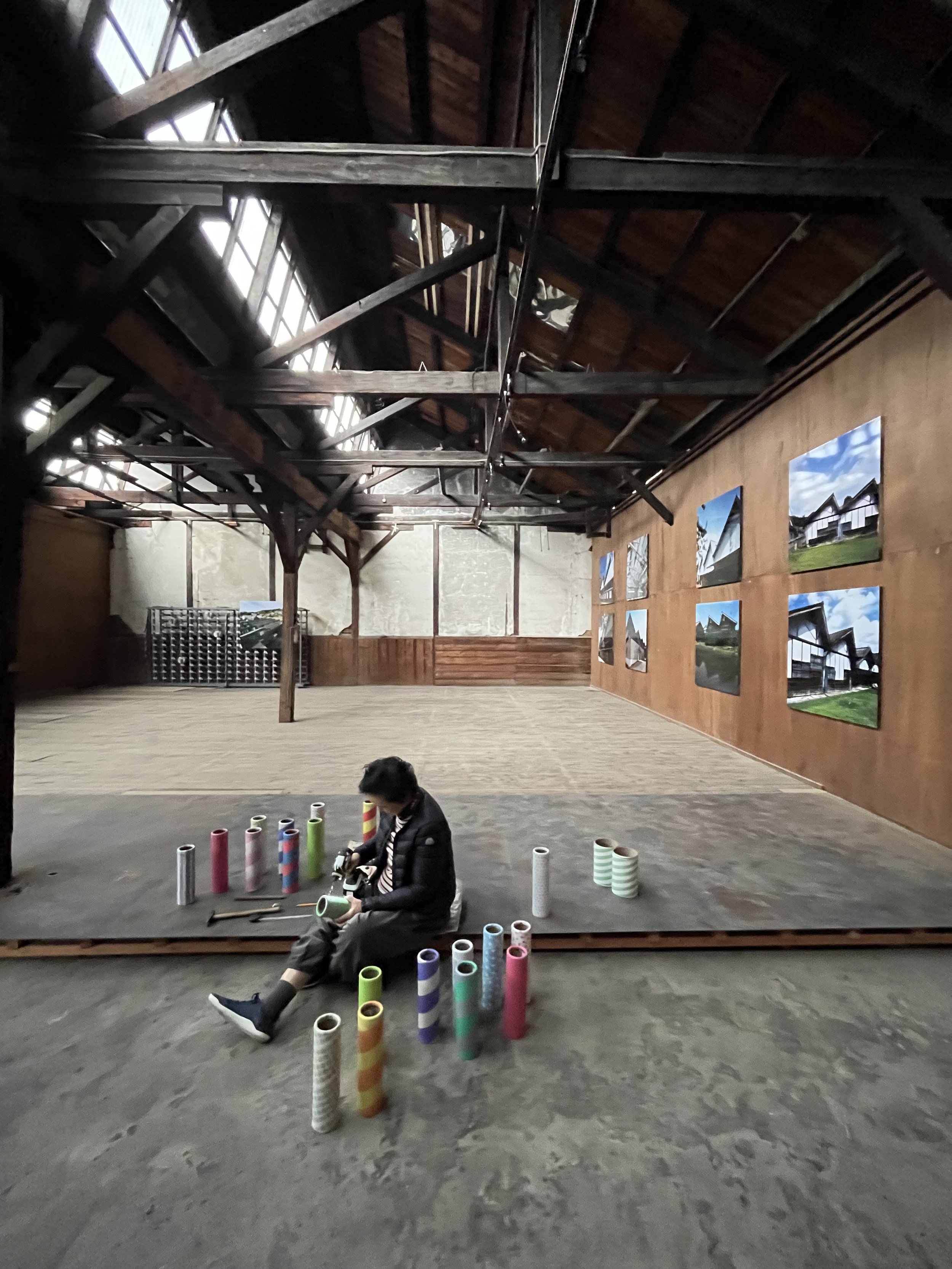 Creative Residency at the  saw-tooth roof old weaving factory in Ichinomiya town, Aichi,  Japan
