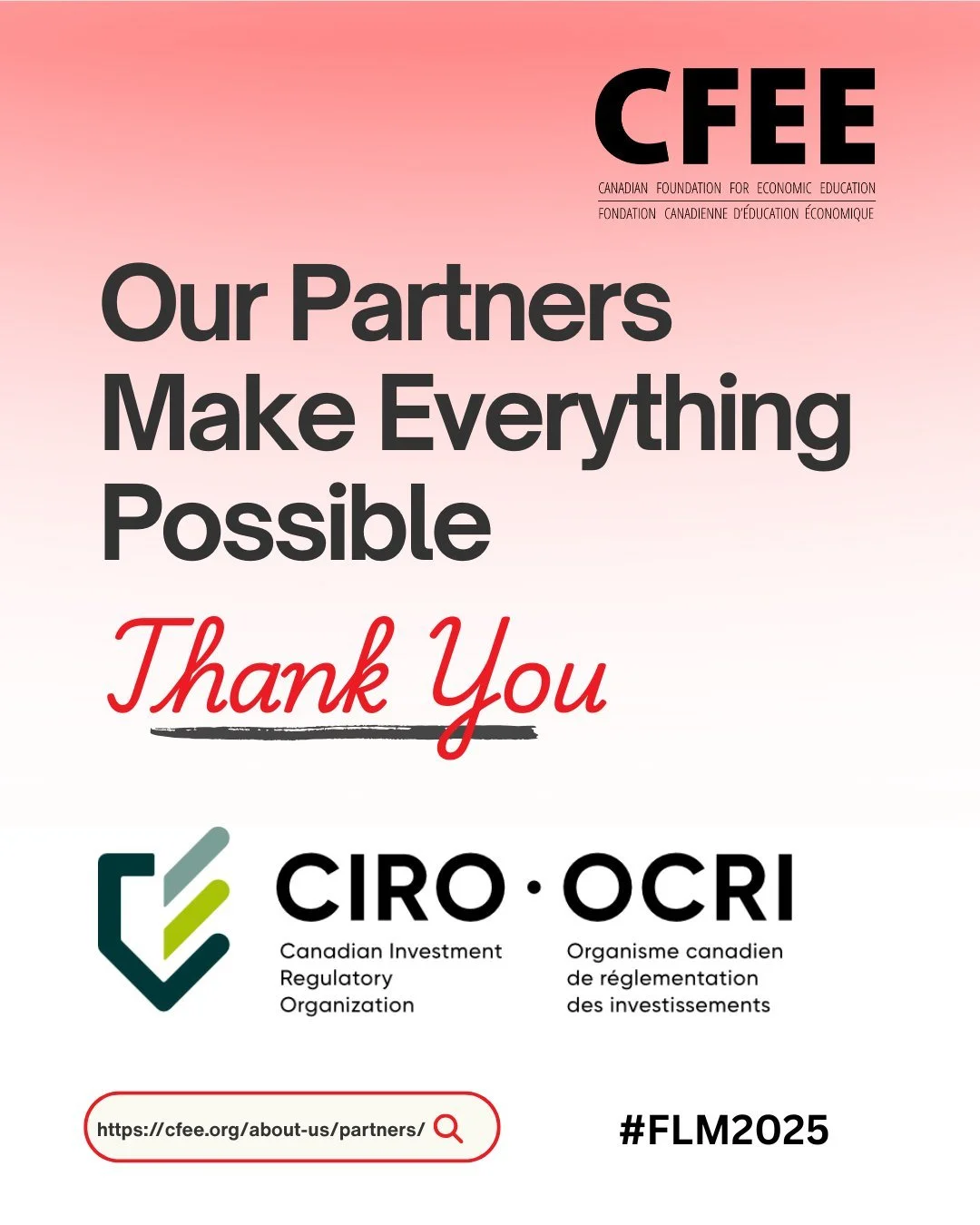 This Financial Literacy Month, join us in celebrating the partners who make the work we do possible!

CIRO is a major supporter of our Help! Managing Your Money on Campus program for post-secondary students!

#FLM2025 #WorkingTogether #ThankYou