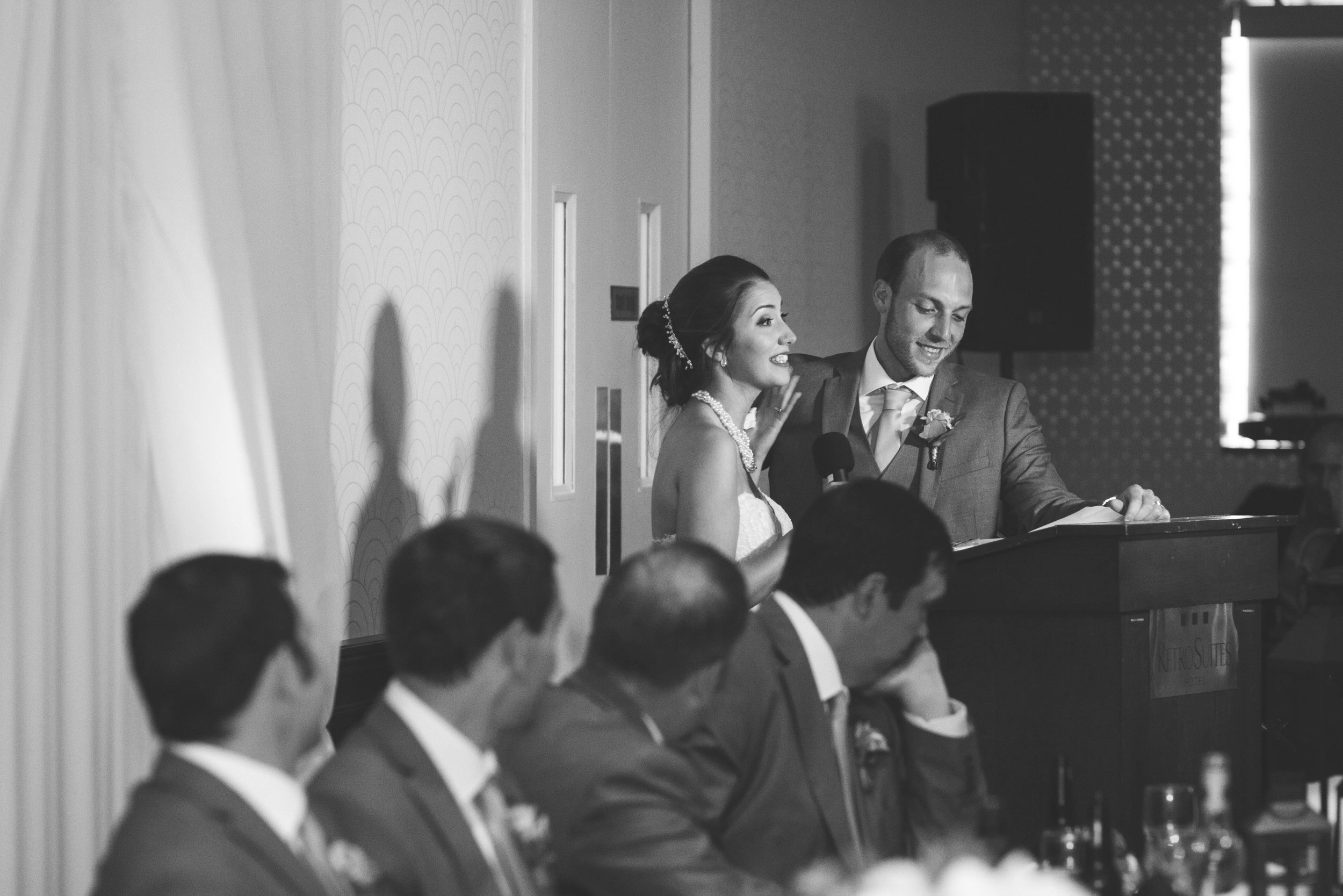 Bride and groom in love during their beautiful outdoor wedding speech