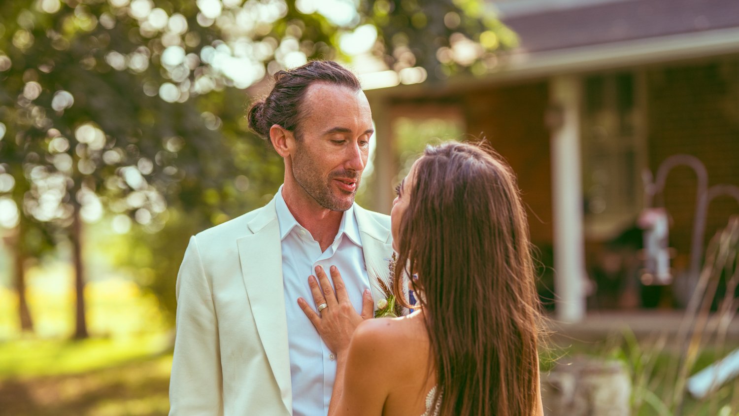 bride and groom in love candid moment during the beautiful wedding