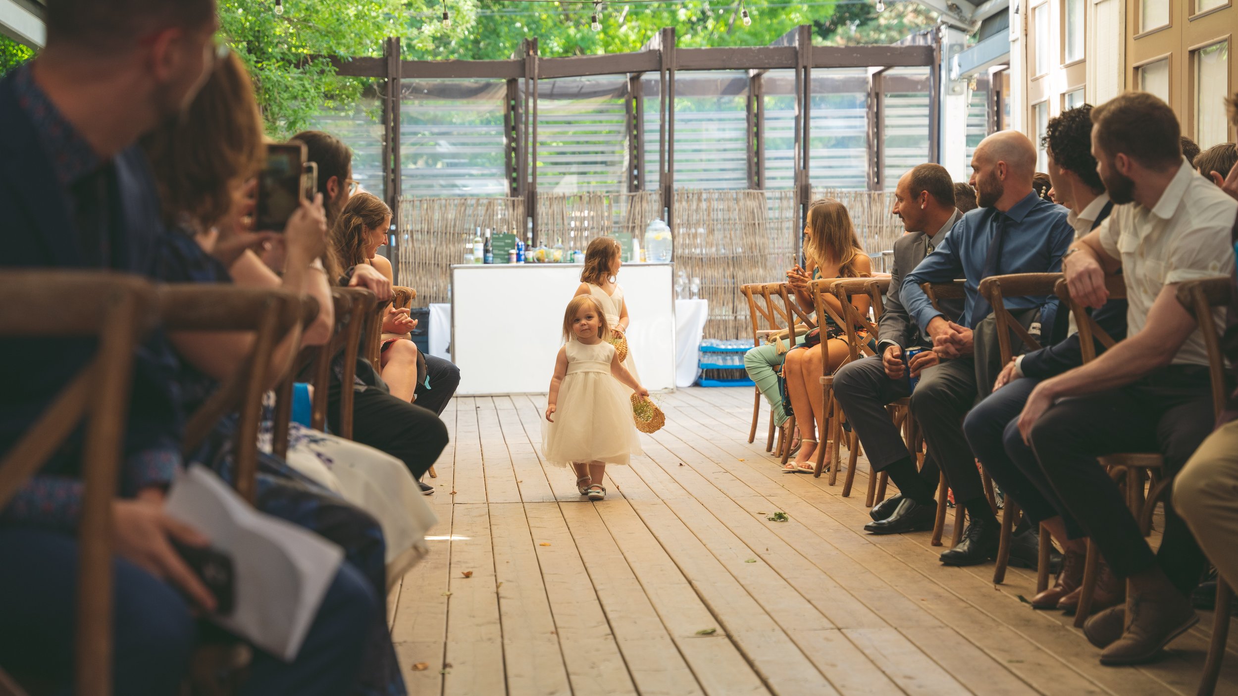 Outdoor wedding ceremony beautiful wedding flower girl