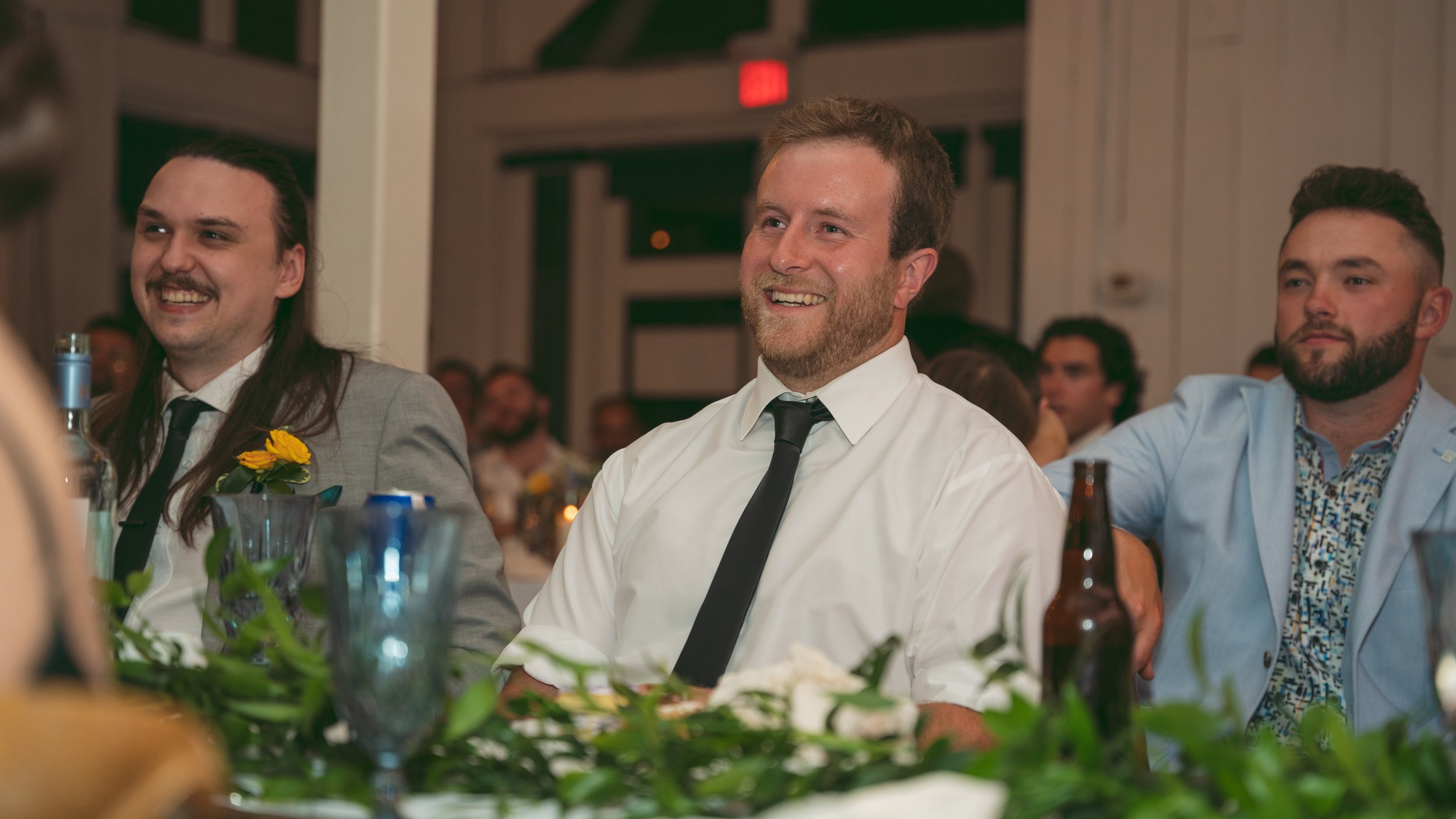 beautiful wedding reception. laughs and fun.