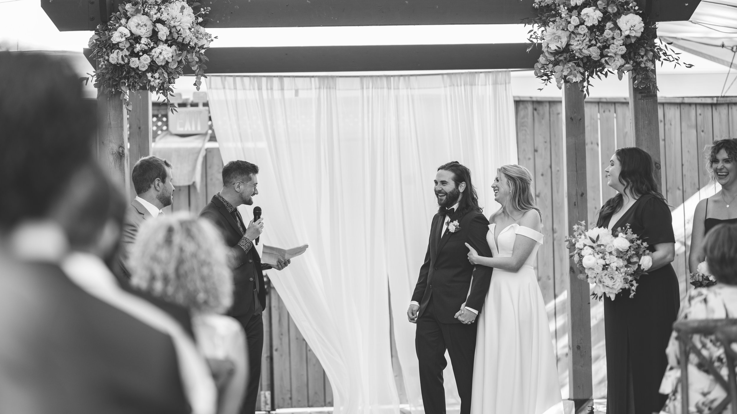 beautiful outdoor wedding ceremony bride and groom