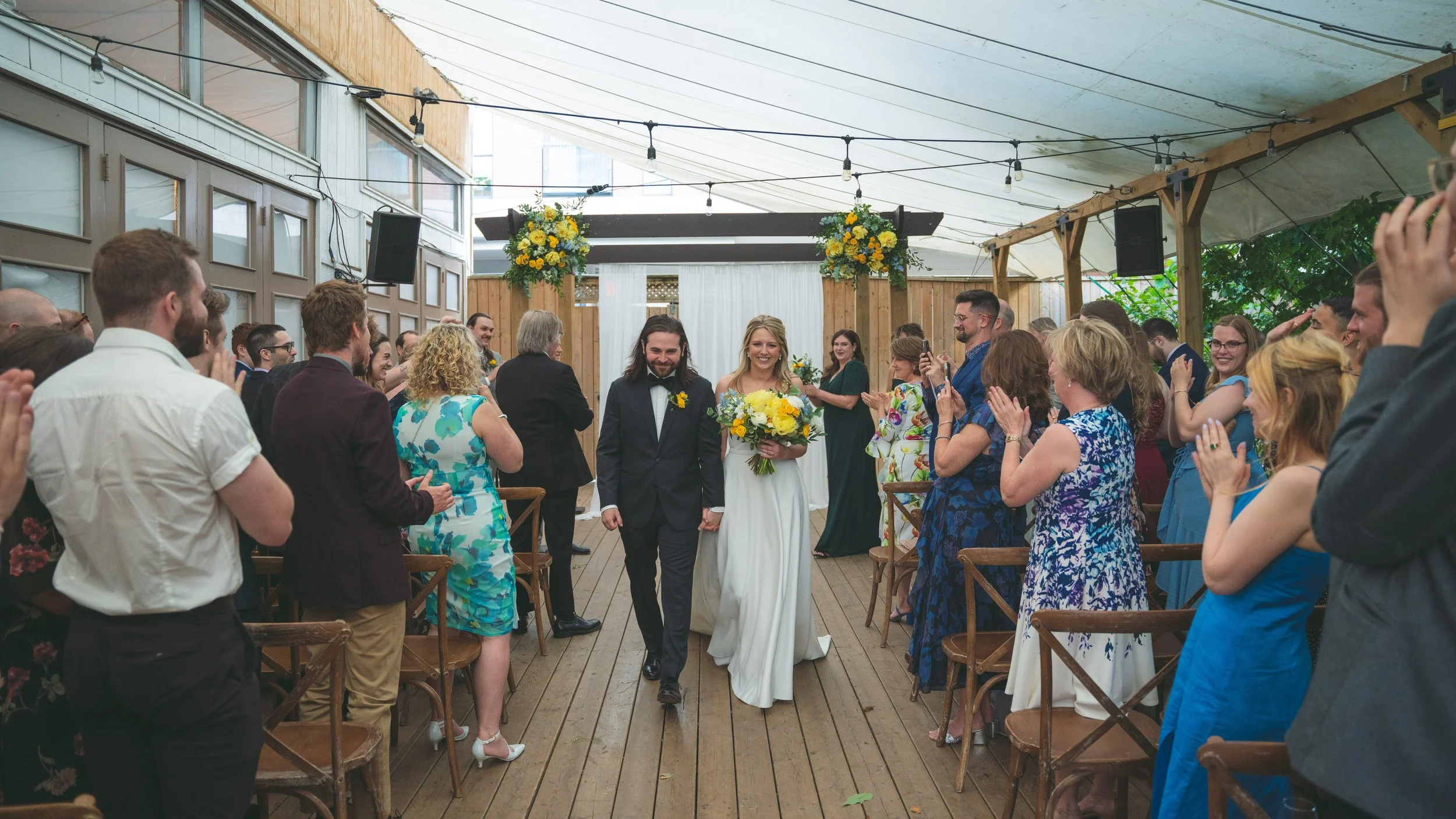 beautiful outdoor wedding ceremony bride and groom