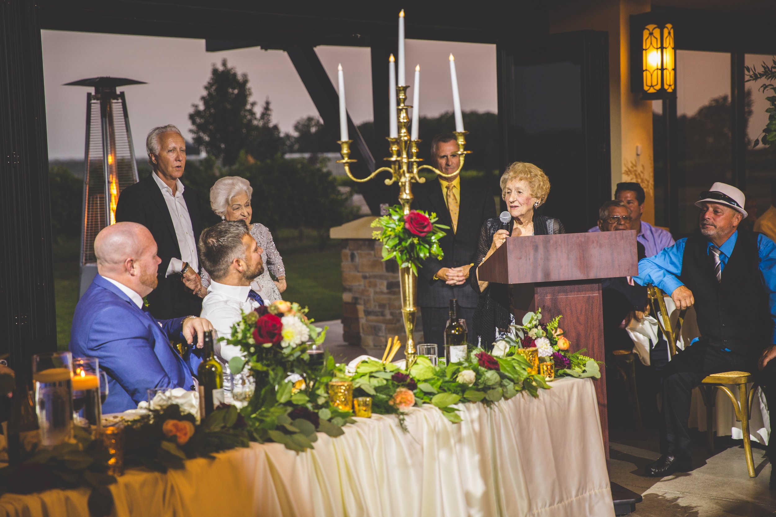 Beautiful wedding at winery with the bride and groom.