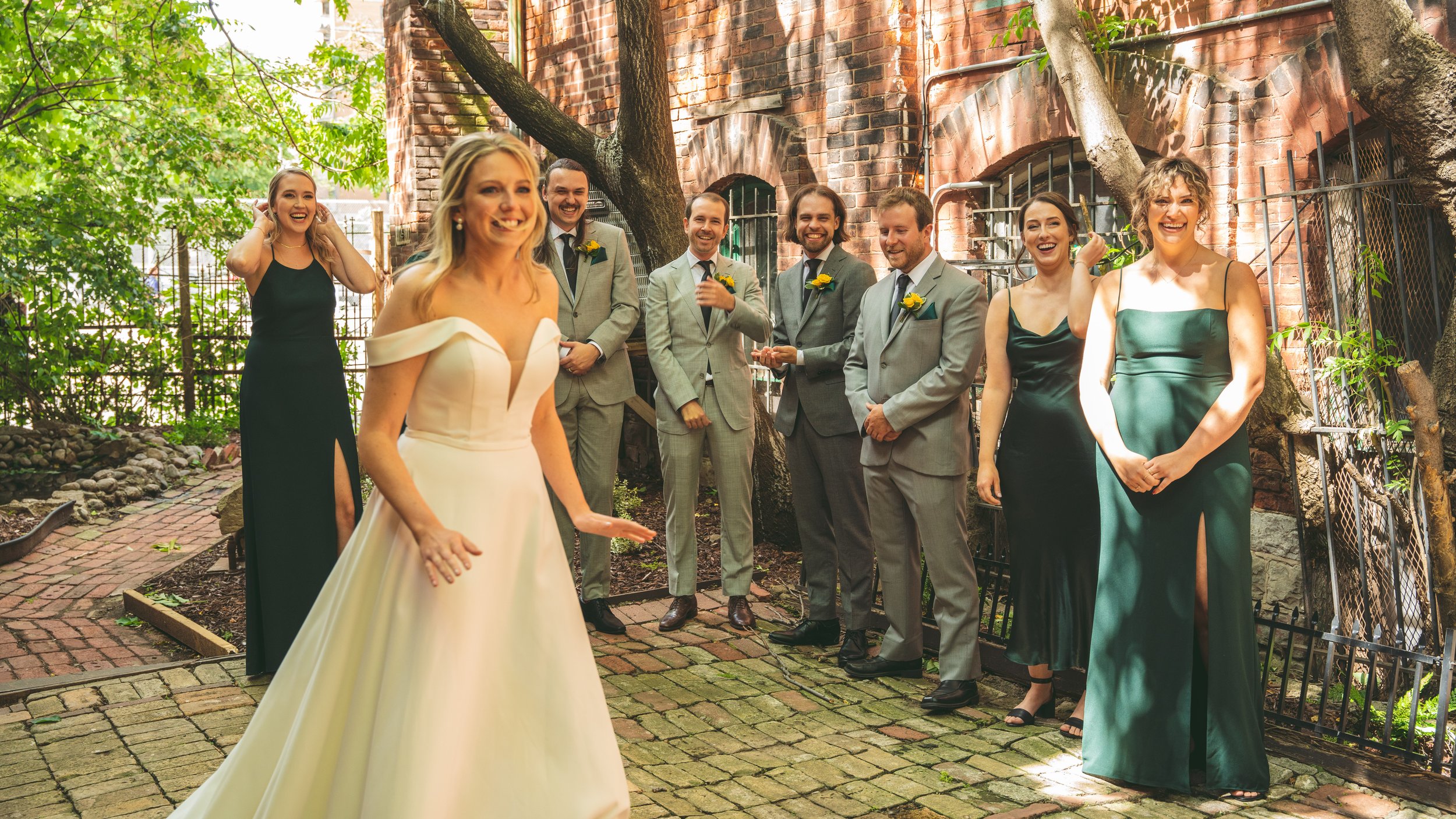 beautiful outdoor wedding bride and groom first look