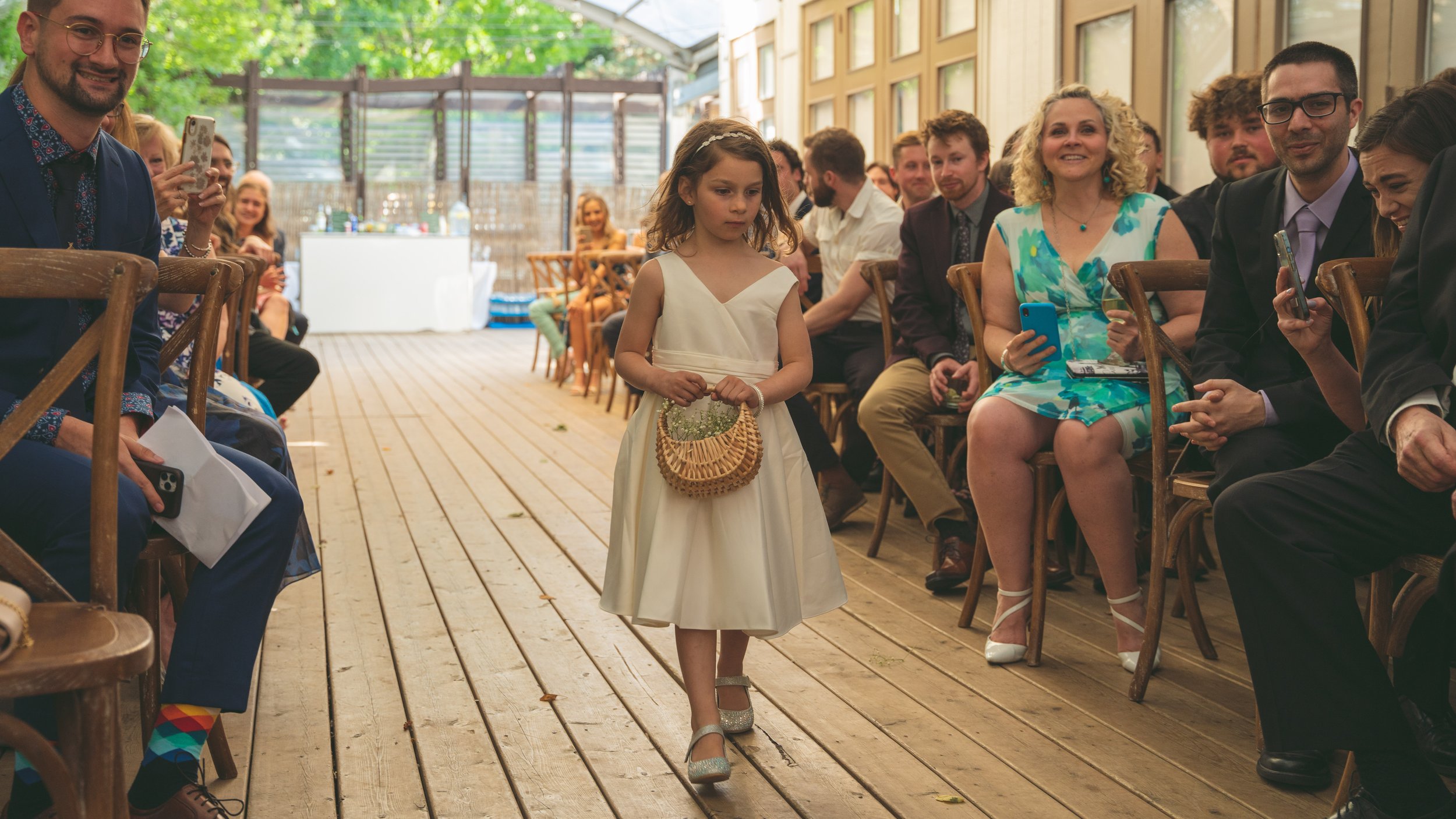 Outdoor wedding ceremony beautiful wedding flower girl