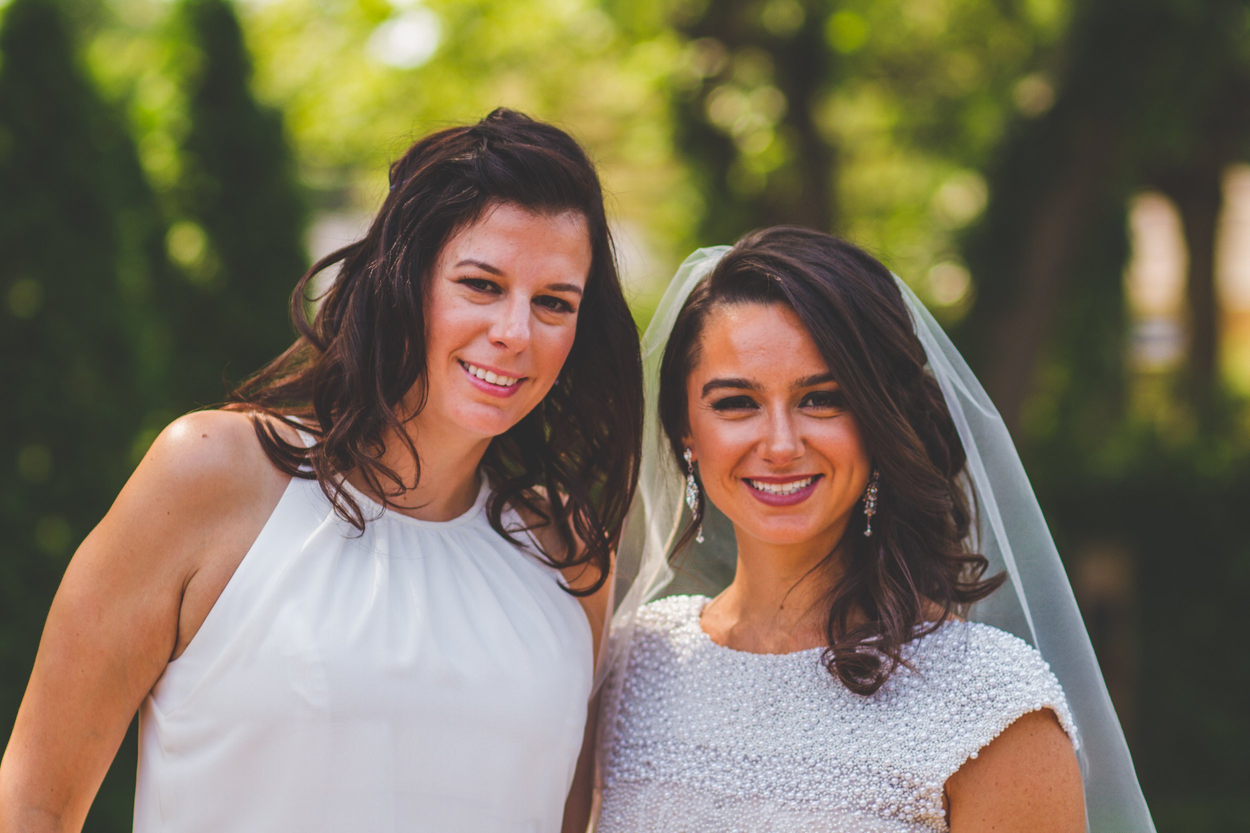 Wedding bride with her bridesmaid