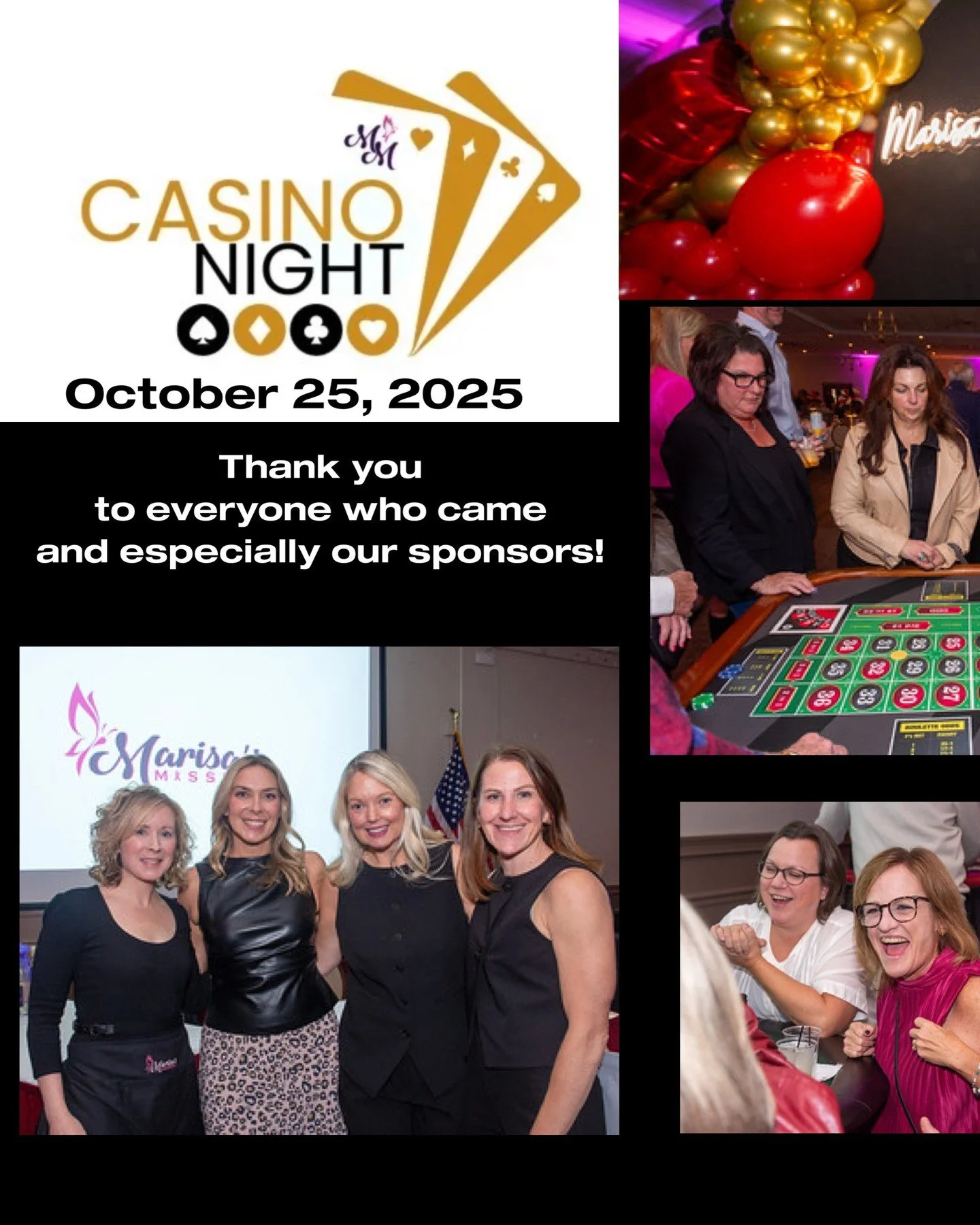 🎲✨ What a Night! ✨🎲⁠
⁠
A heartfelt thank you to everyone who came out to support Marisa&rsquo;s Mission at our annual Casino Night! Your energy, generosity, and spirit made it another unforgettable evening. We&rsquo;re also incredibly grateful to o