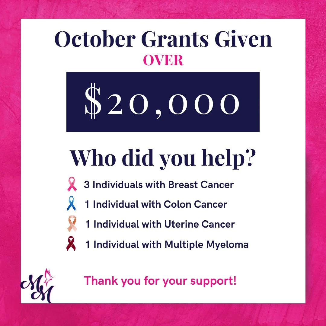 💪We're in the 4th quarter of 2025, and we&rsquo;re closing out the year strong!⁠
⁠
In October, Marisa&rsquo;s Mission proudly distributed over $20,000 in grants to support 6 patients and their families facing cancer. ⁠
⁠
💗 3 individuals facing Brea