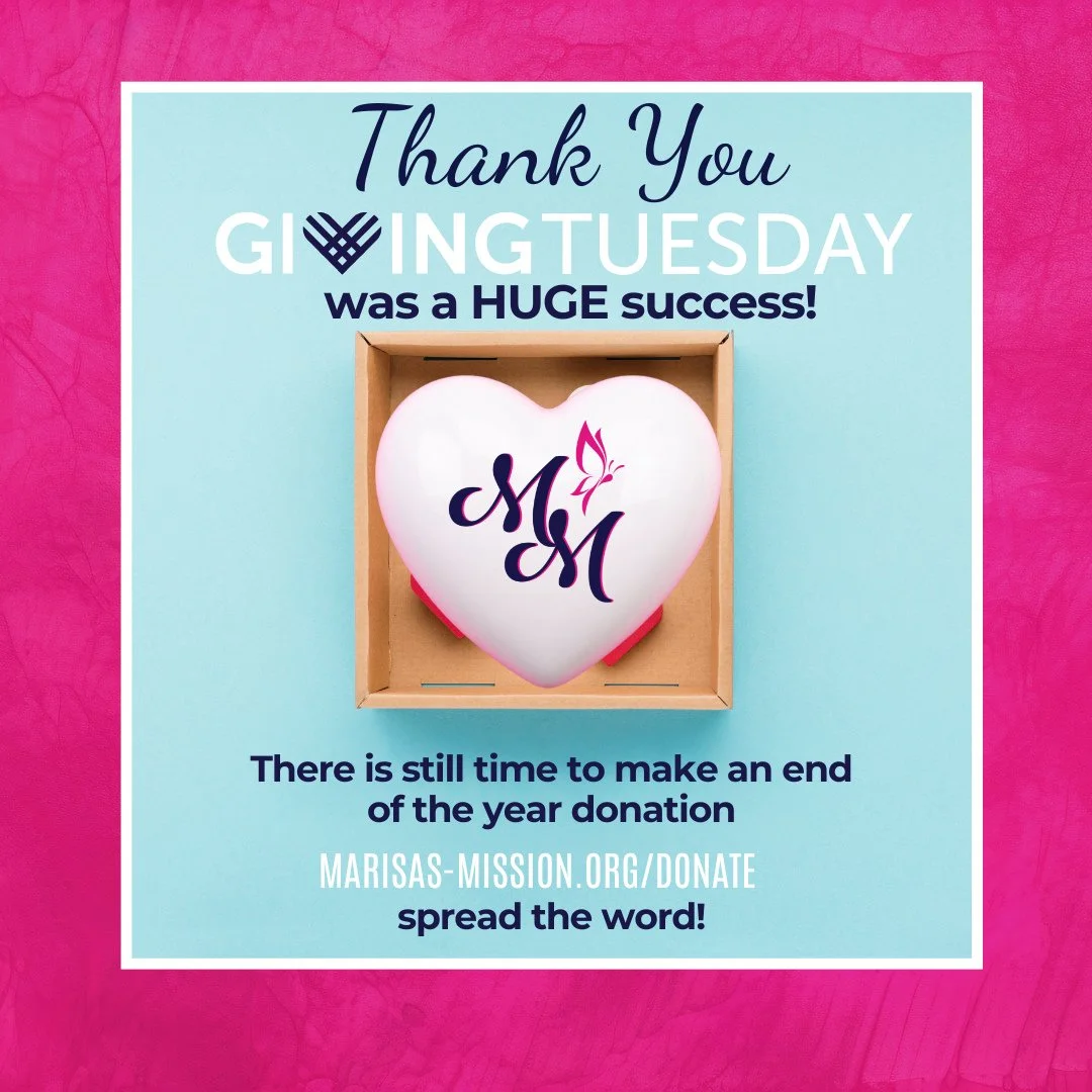 💖 Thank You for an Incredible Giving Tuesday! 💖⁠
Because of your generosity, Marisa&rsquo;s Mission reached our Giving Tuesday goal, and we couldn&rsquo;t be more grateful. Every donation helps lift financial burdens, bring comfort, and provide hop