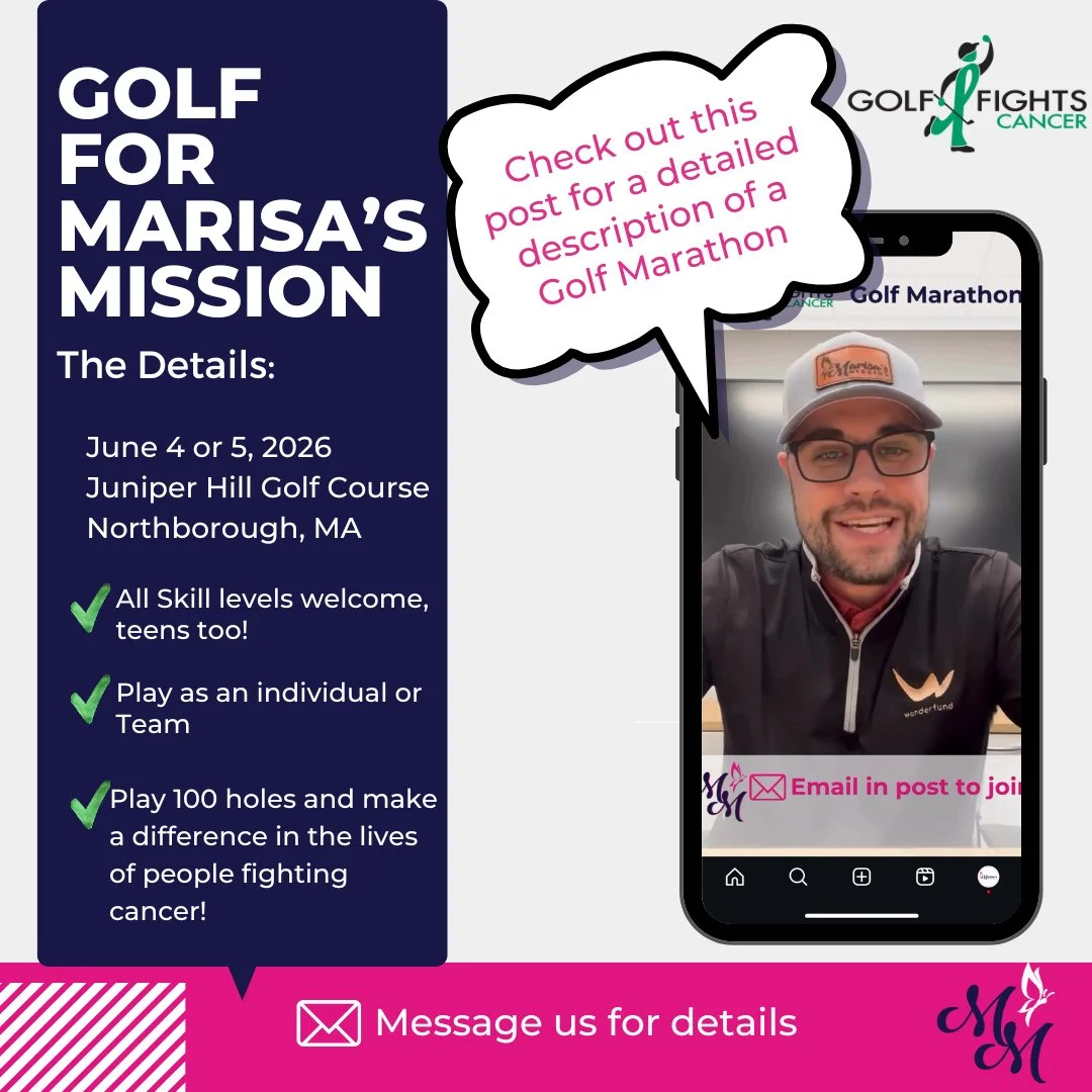 ❄️⛳️ Stuck in snow? Let&rsquo;s talk golf.⁠
While winter has us bundled up, golf season will be here before you know it. The Golf Fights Cancer Annual Golf Marathon is the perfect way to kick it off with purpose.⁠
⁠
Marisa&rsquo;s Mission is inviting