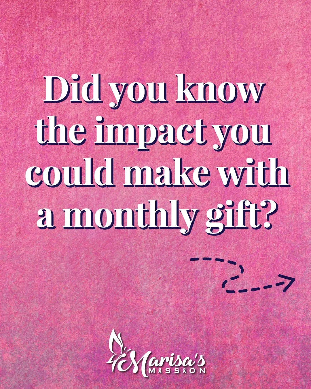 Make it Monthly 🩷  Make it Matter

This week only, every new donor who starts a recurring gift of at least $5 a month will earn Marisa's Mission an additional $10 donation!

Every monthly gift will help with medical and day-to-day expenses such as m