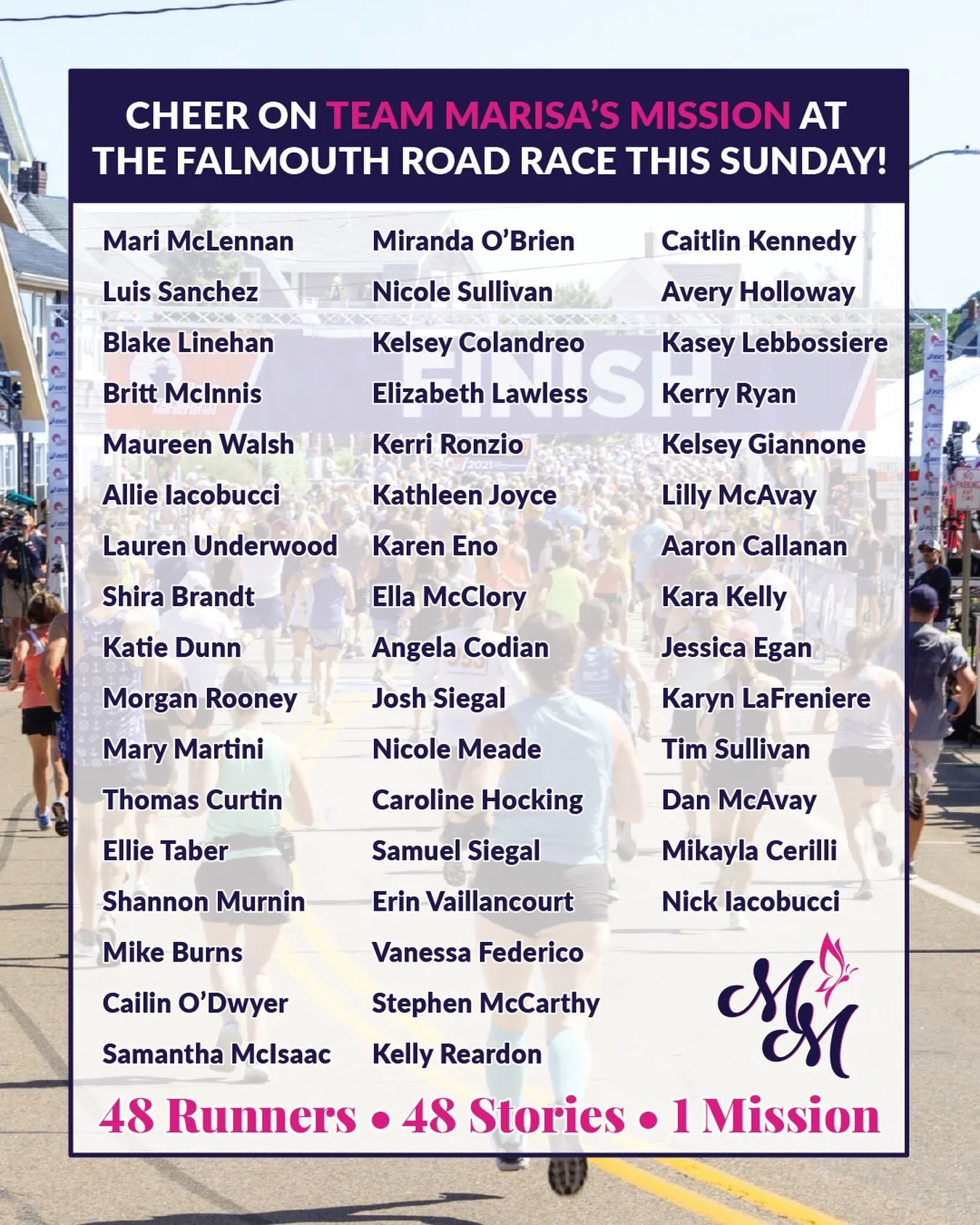 48 runners. 48 stories. 1 mission. 💖 🏃&zwj;♀️🏃&zwj;♂️

After weeks of training, fundraising, and sharing the stories behind their miles, race day is almost here!

This weekend, 48 incredible runners will take on the Falmouth Rod Race in support of