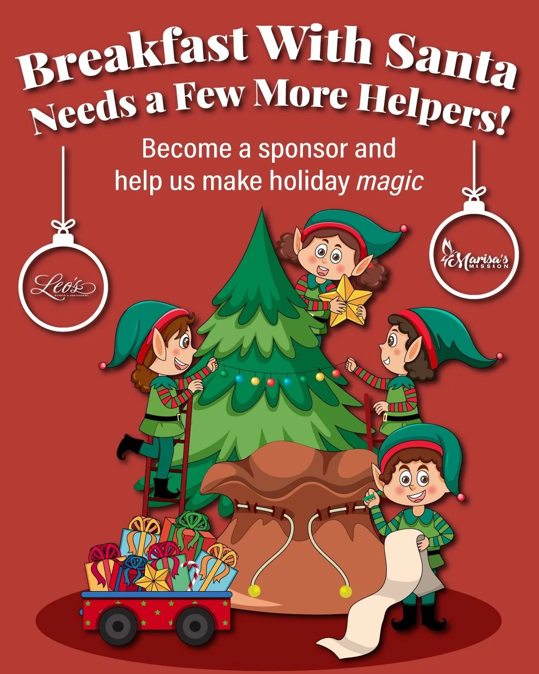 Calling all Santa&rsquo;s helpers! ✨

Even Santa needs a little help making the magic happen! We&rsquo;re looking for sponsors to help make this year&rsquo;s Breakfast with Santa extra special!

🎁 Want to be one of Santa&rsquo;s helping elves? 
&bul