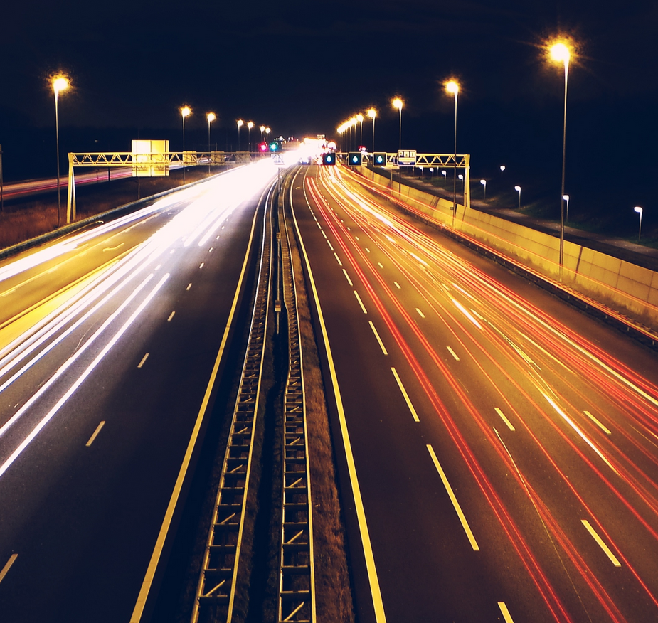 Interstate highway at night