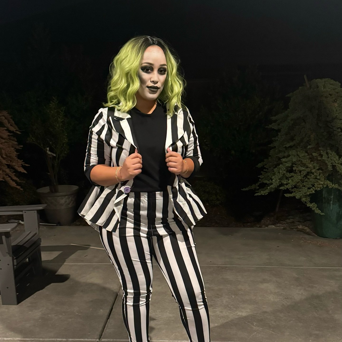 Happy October! wearing my favorite permanent jewelry featuring my favorite new item - permanent bangles 🖤✨ #beetlejuice #permanentjewelry