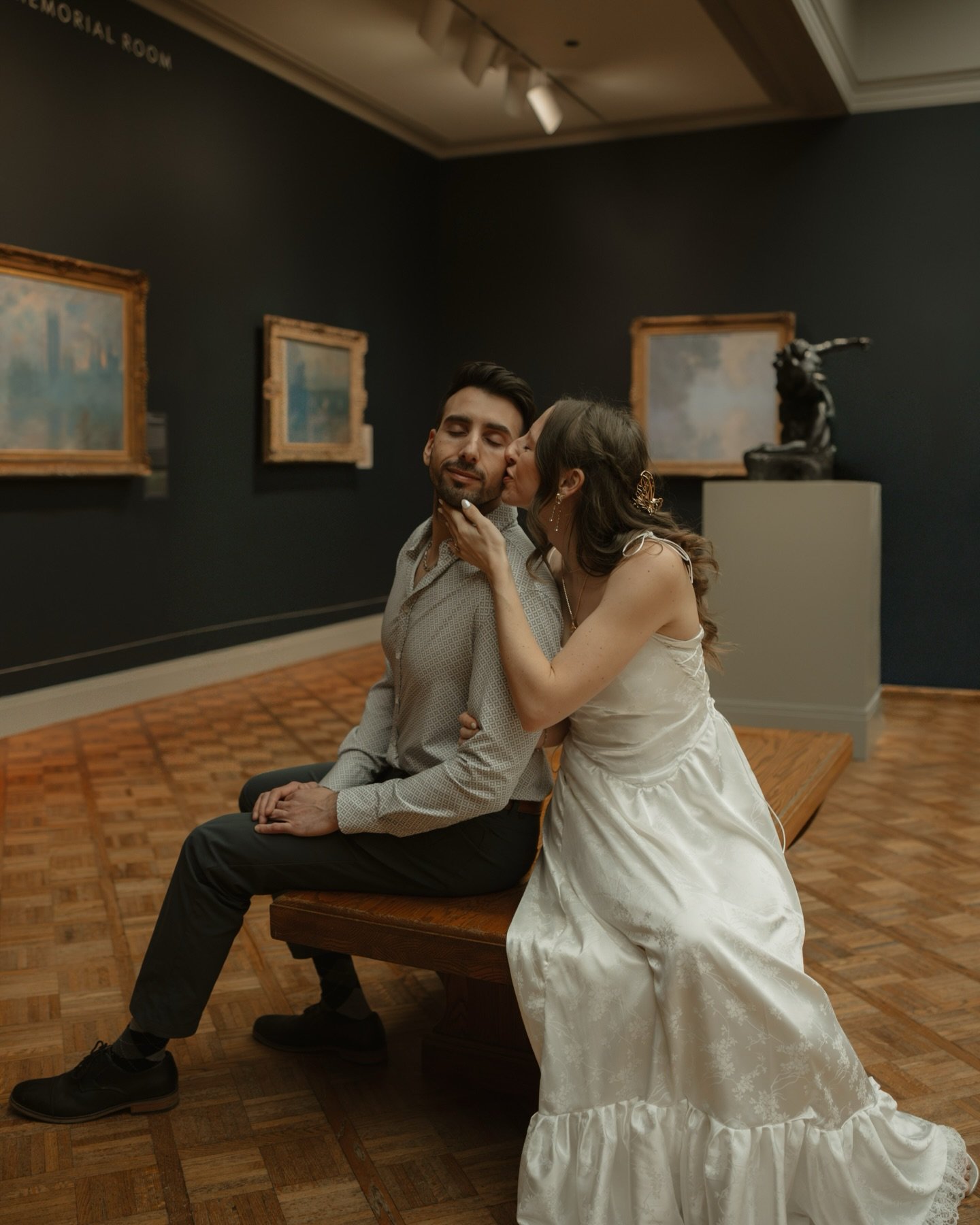 amy + jake&rsquo;s winter engagement session at the art institute, from the archives 🖼️✨