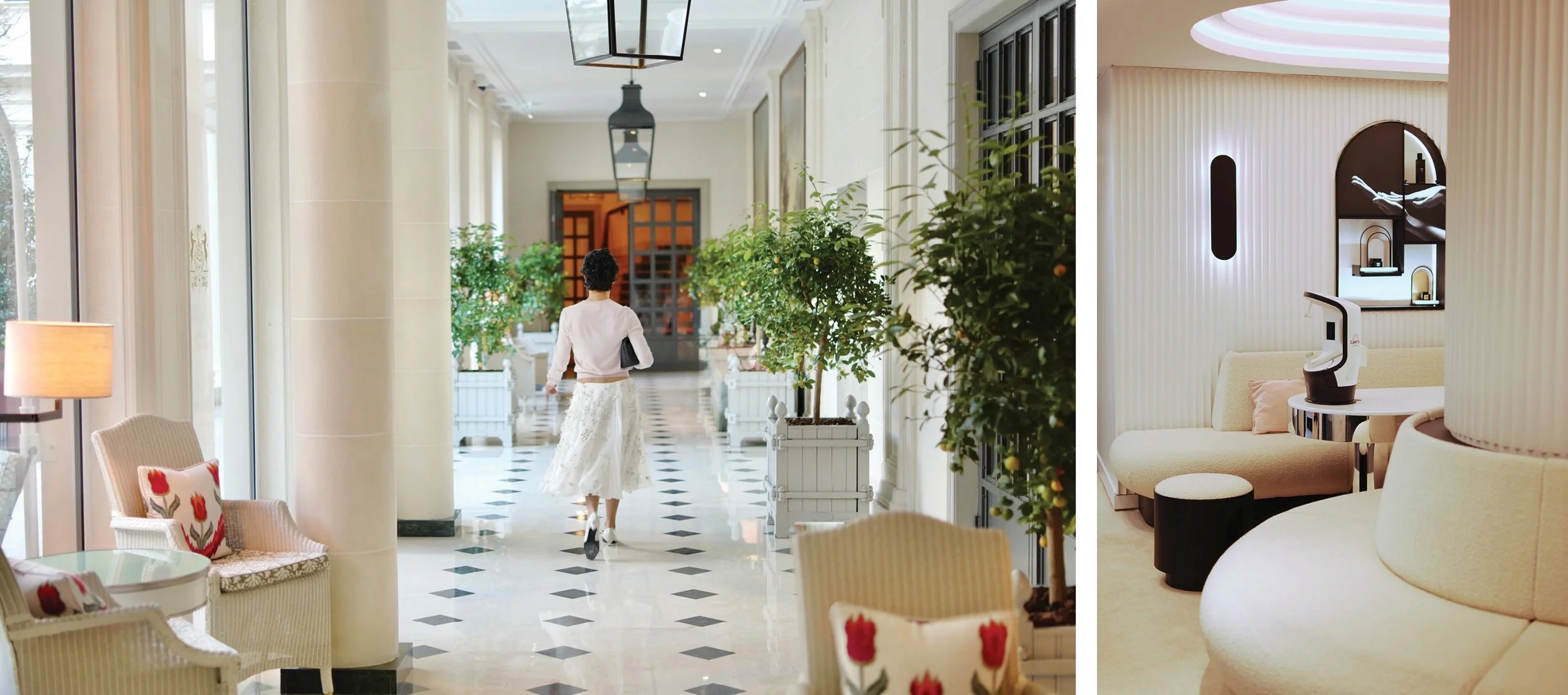 Interior scenes at Le Bristol and Carita