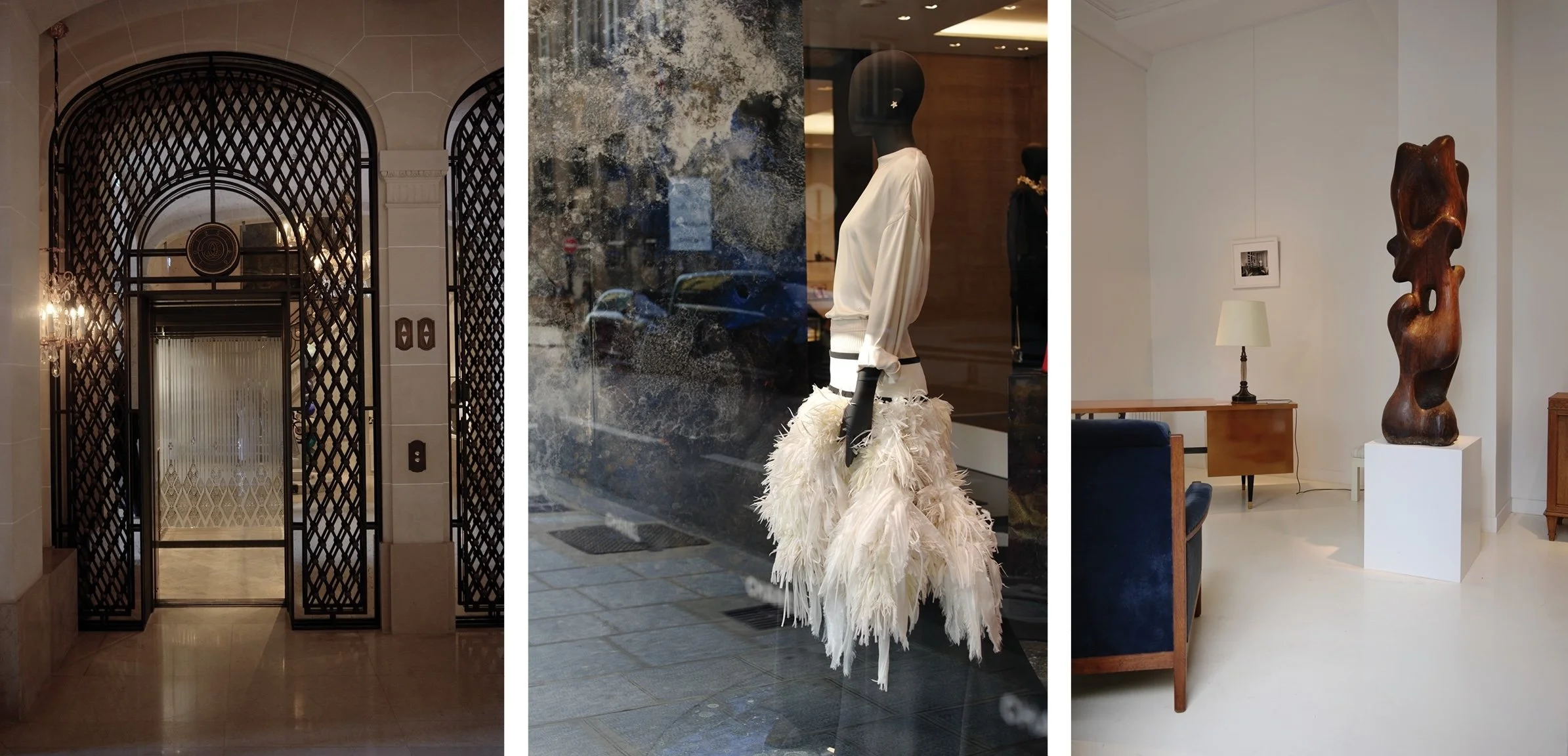 Indoor scenes of Paris fashion and design boutiques