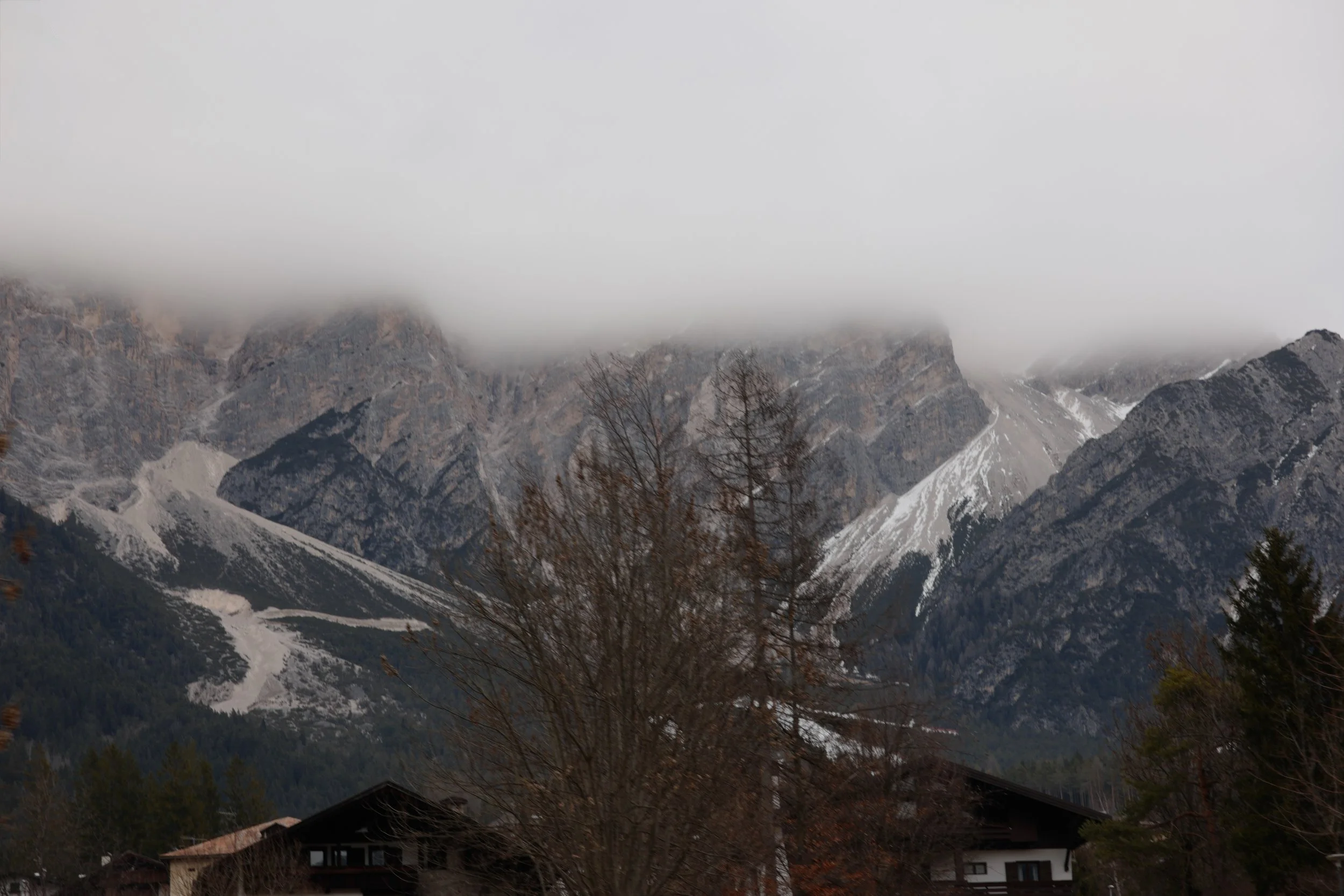 Clouded winter landscape in the Dolomiti