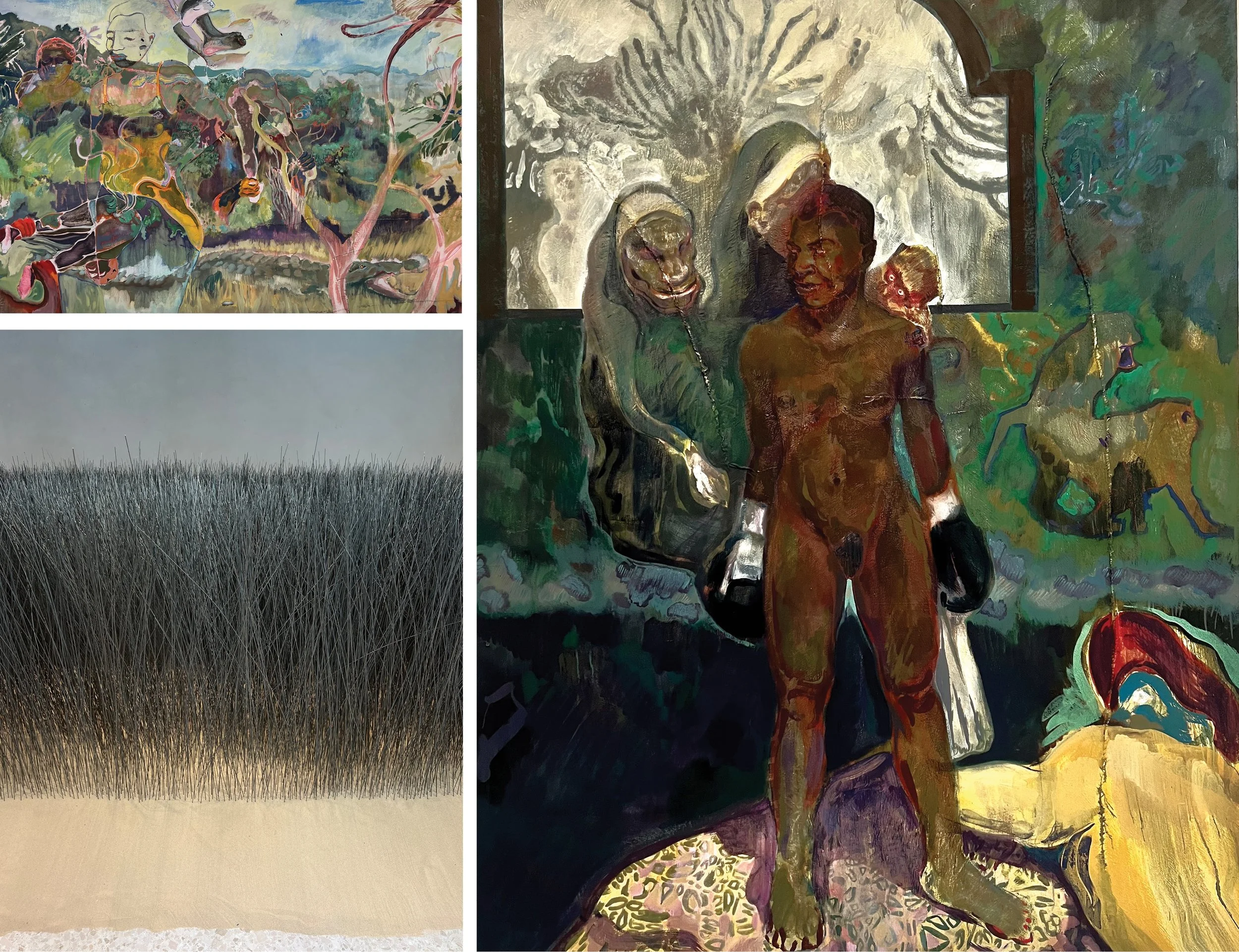 Collage of artworks of Michael Armitage and Lee Ufan