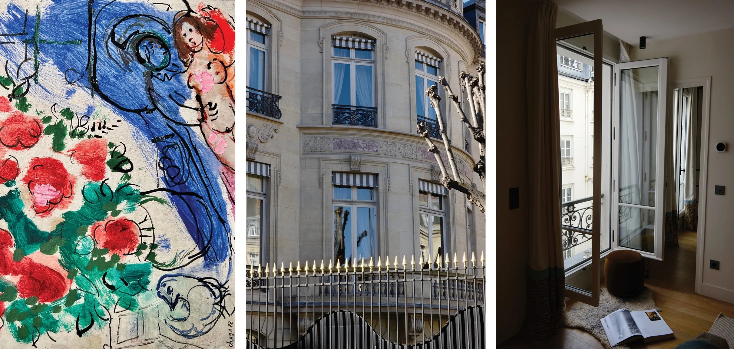 Galleries and Chagall painting on Avenue Matignon Paris 8