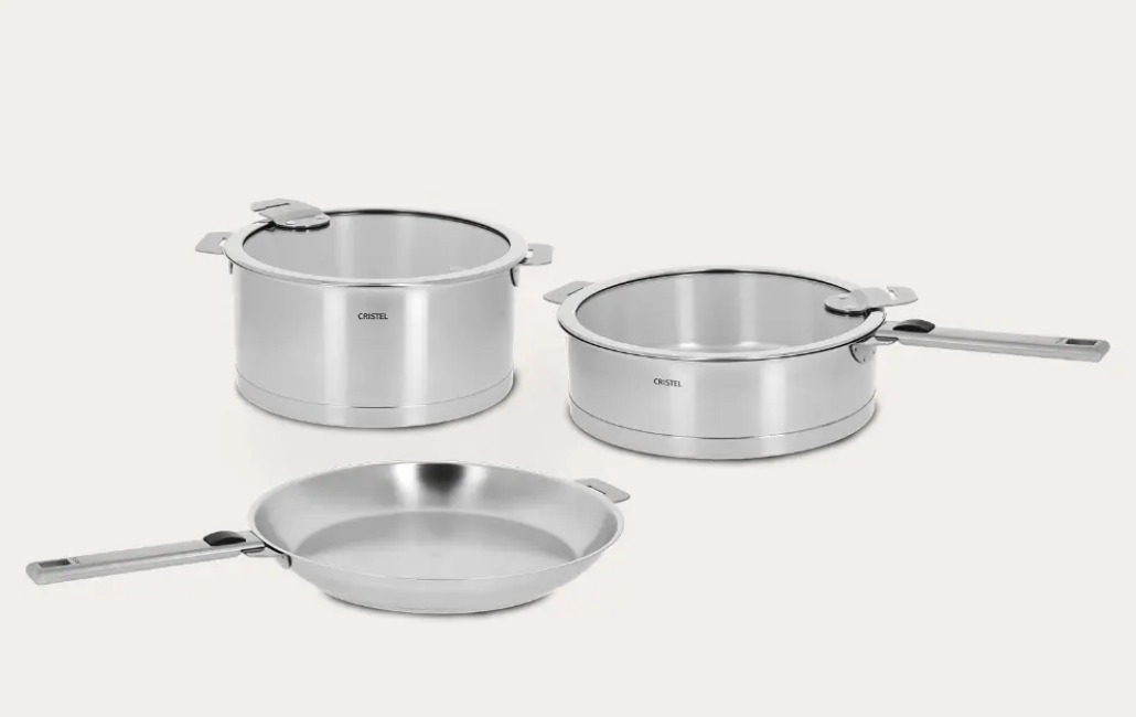 7 Piece Cristel Stainless Steel (we bought on eBay for lower cost option)