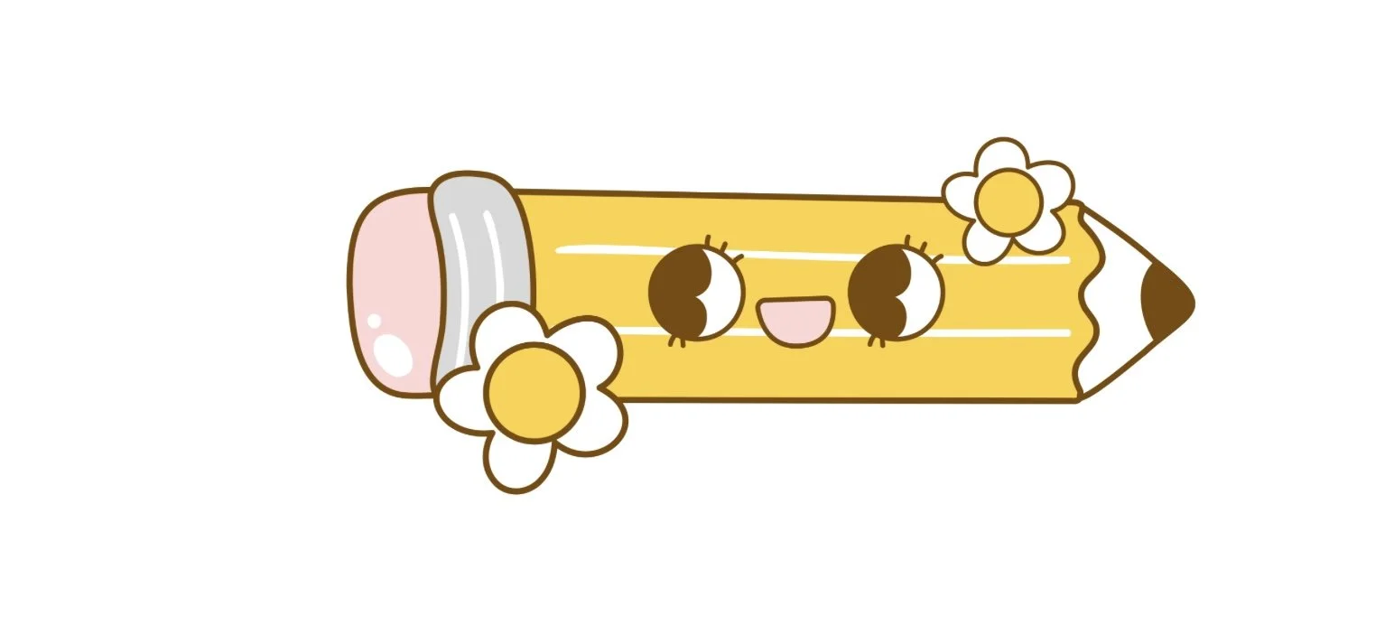 Pencil with Bow and Flowers
