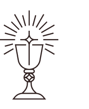 Outline drawing of a chalice with a light bulb above it, symbolizing an idea or innovation.