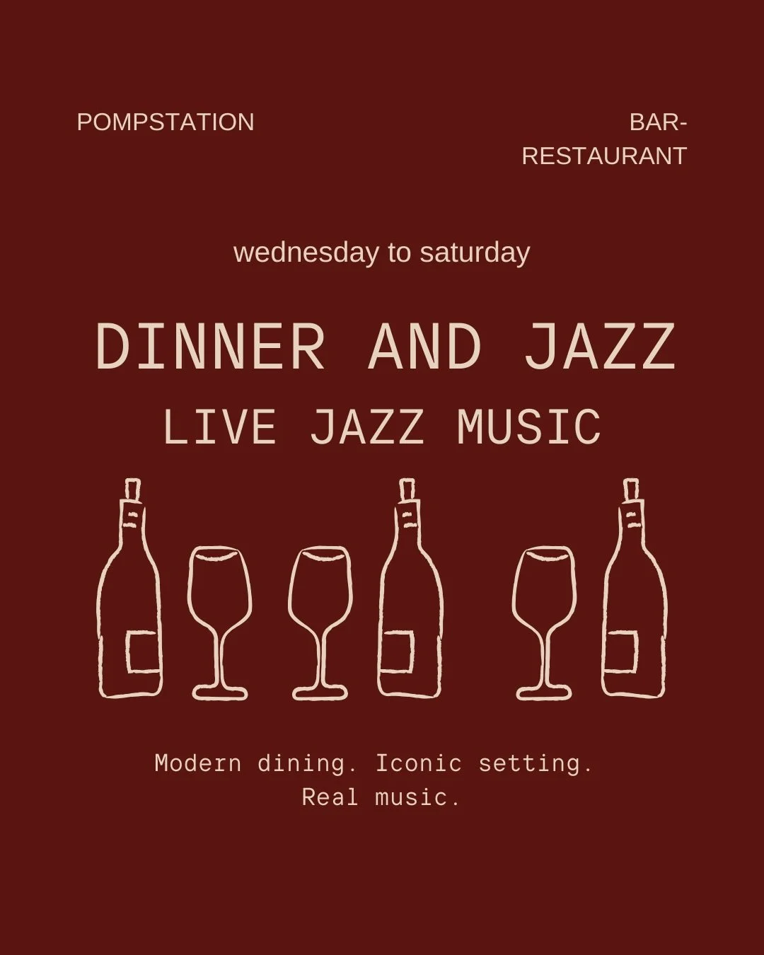 People often ask how evenings work here.

You book a table.
You order &agrave; la carte.
And as the room fills, live jazz sets the rhythm of the night.

Just great food, flowing conversation, and music that lives in the background, exactly as it shou