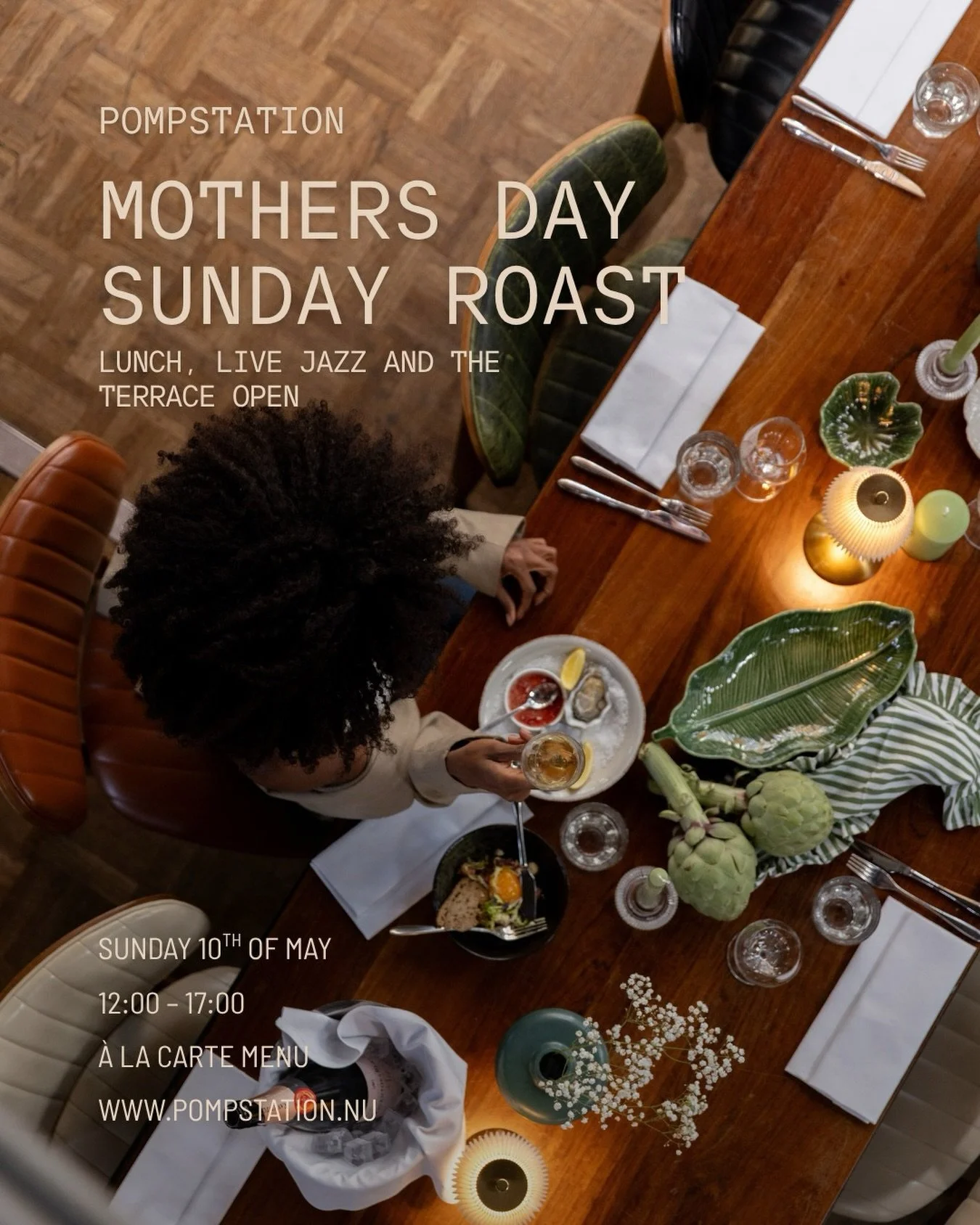 Mother&rsquo;s Day Sunday lunch.

A table, live jazz and lunch that carries through the afternoon.

&Agrave; la carte menu, terrace open.

Reserve your table.

Pompstation

#MothersDayAmsterdam
#AmsterdamOost
#SundayLunchAmsterdam
#LiveJazzAmsterdam
