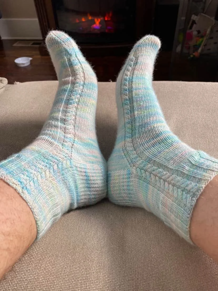 socks of dreams knit by @tothemoonandbackmaps with Maps Yarn Heidi Sock in Bubble Tush 🫧