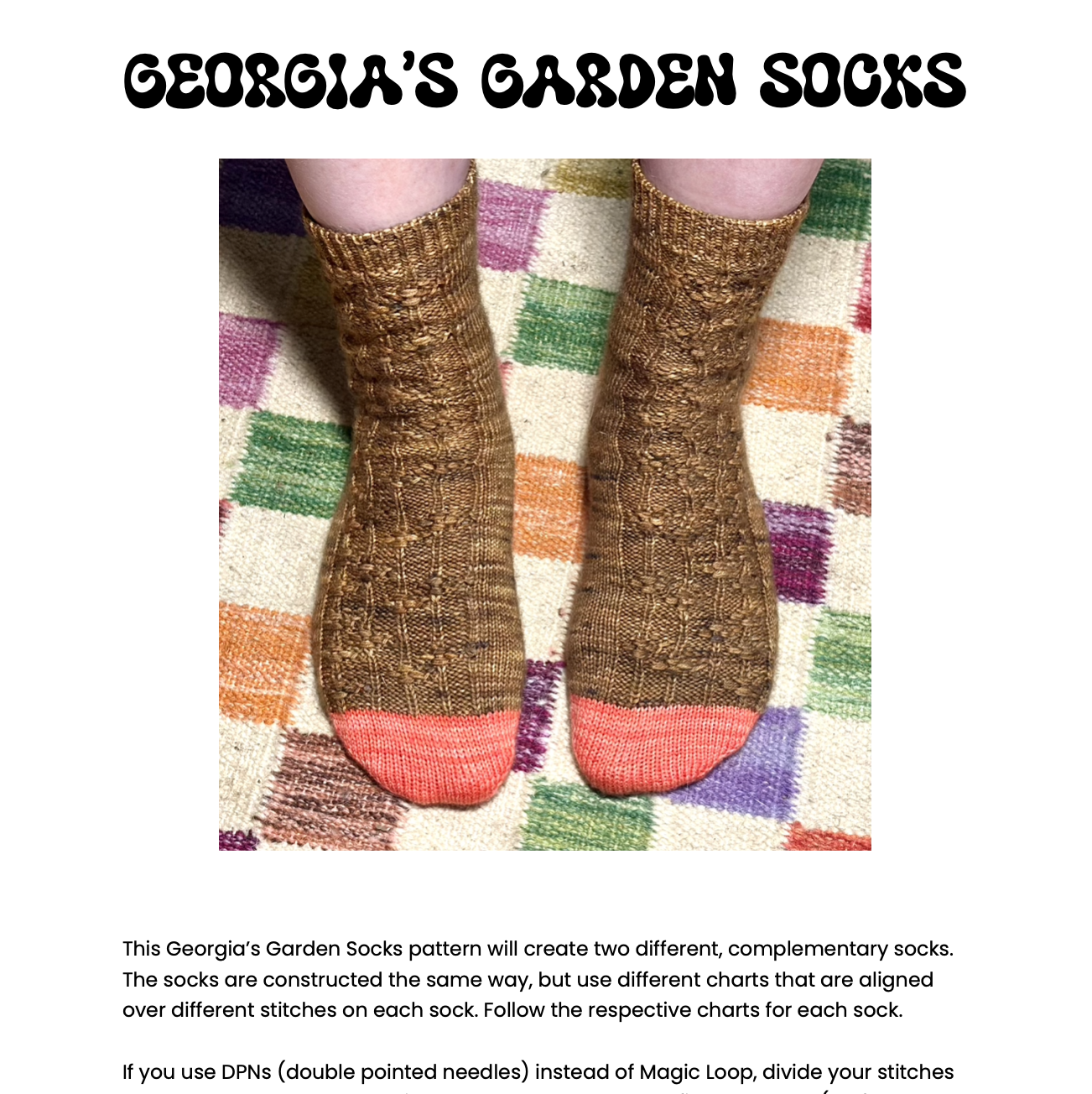 Georgia's Garden Socks knitting pattern