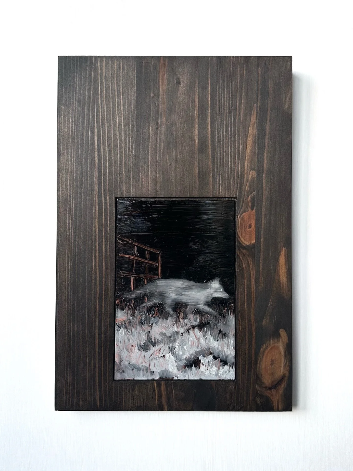 Through the night
Oils on copper in artist&rsquo;s frame
20x30cm framed
2026

#artist #painting #trailcam #nightphotography #woodworking