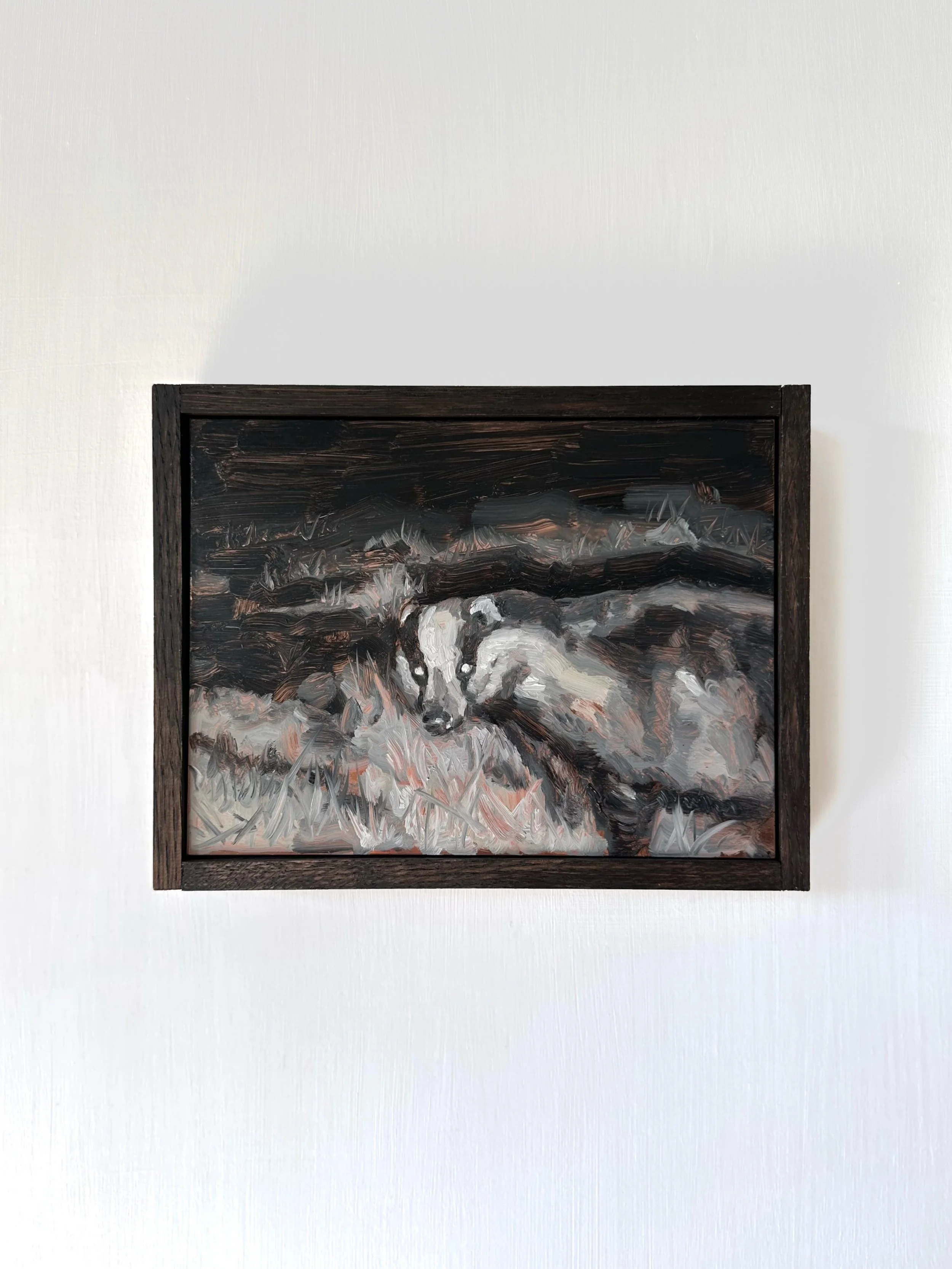 Night Crawler
Oils on copper in artist&rsquo;s frame 
22.5x17cm framed
2026

#artist #oilpainting #trailcam #badger #badgers