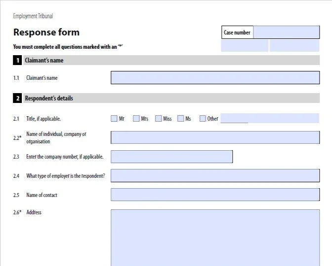 ET3 tribunal claim response form