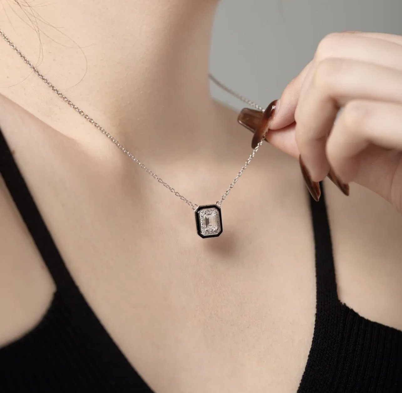 Diamond Rectangle Necklace