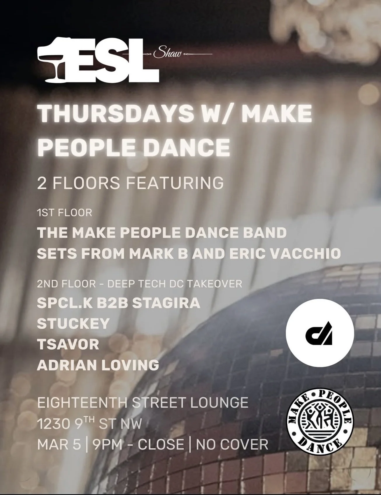 Make People Dance &amp; Techno Takeover After Party 9pm-2am