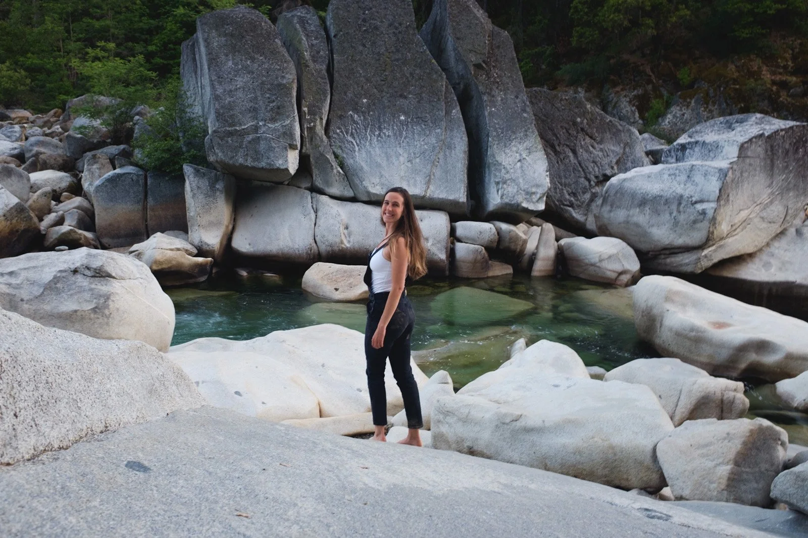 Chloe meets the South fork of the Yuba River (Chloe, May 2021).