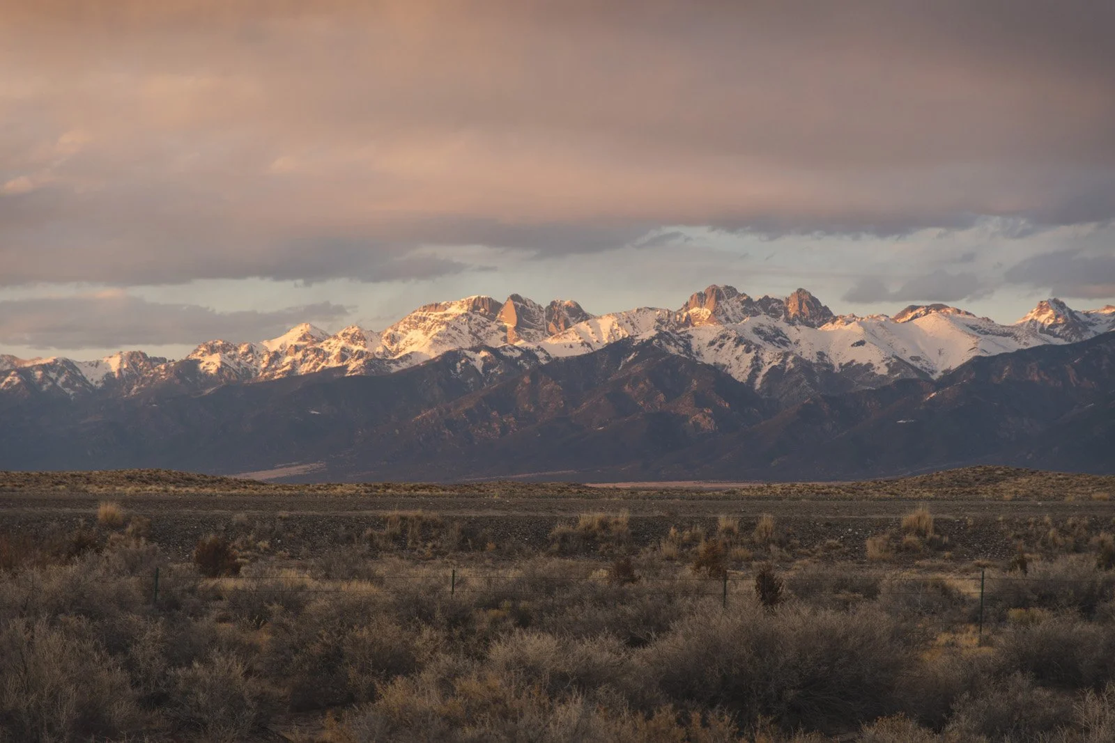 Leaving the Dunes looking at Crestone in the Sangre Range (March 2020)